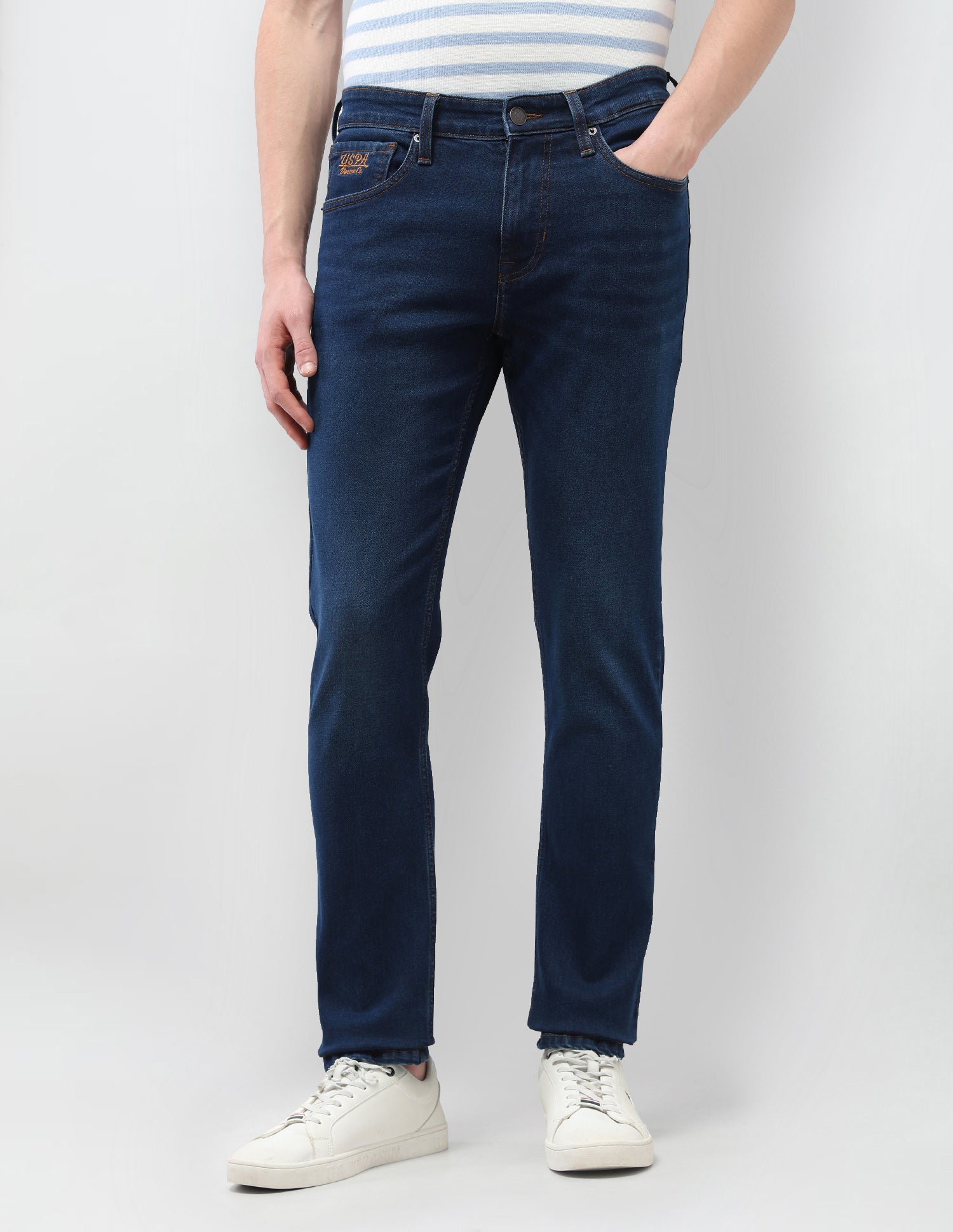 Brandon Slim Tapered Fit Blue Jeans Dark Blue - U.S. Polo Assn. India | Large