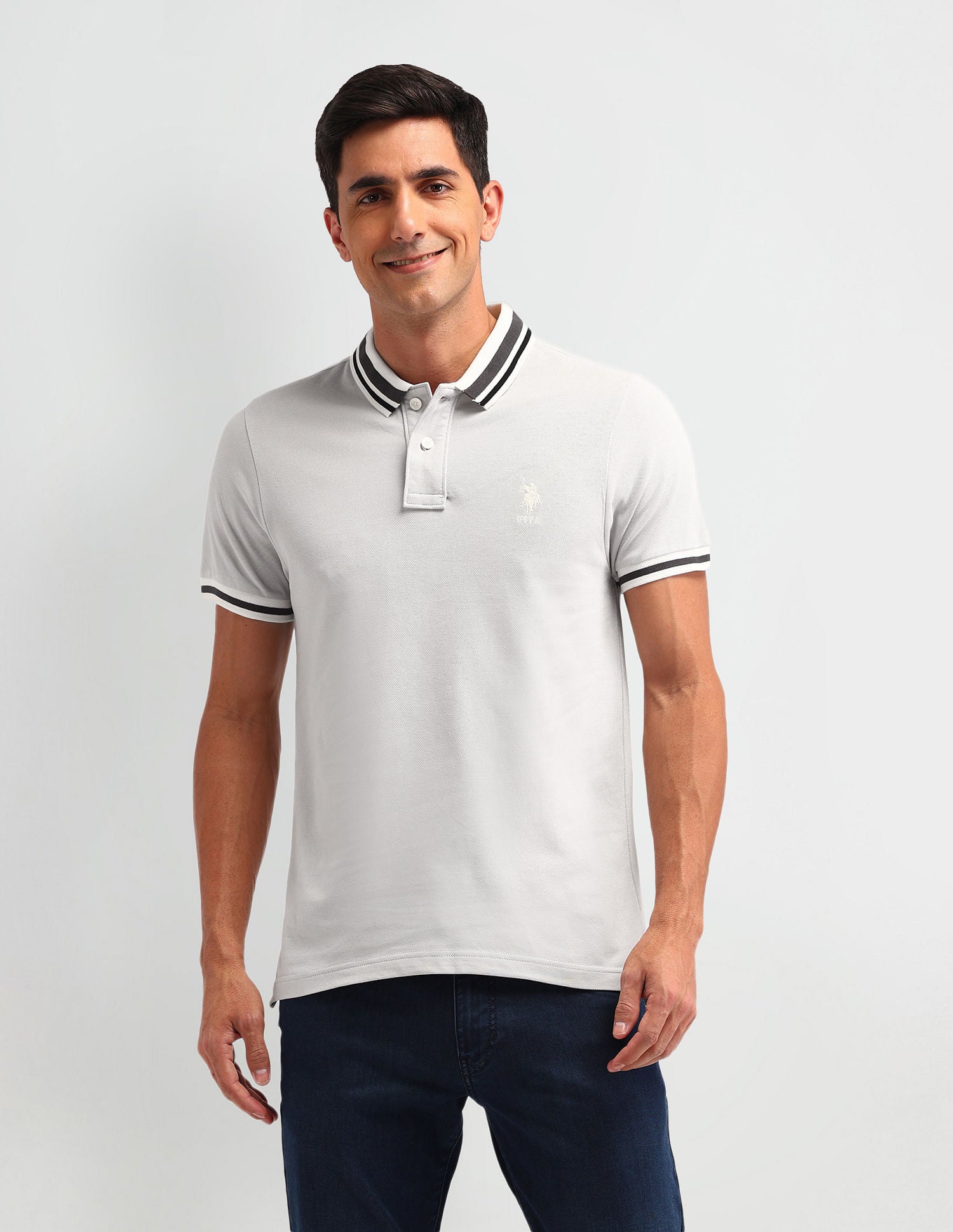 Outdoor Muscle Fit Solid Polo Shirt Light Grey - U.S. POLO ASSN. | Large