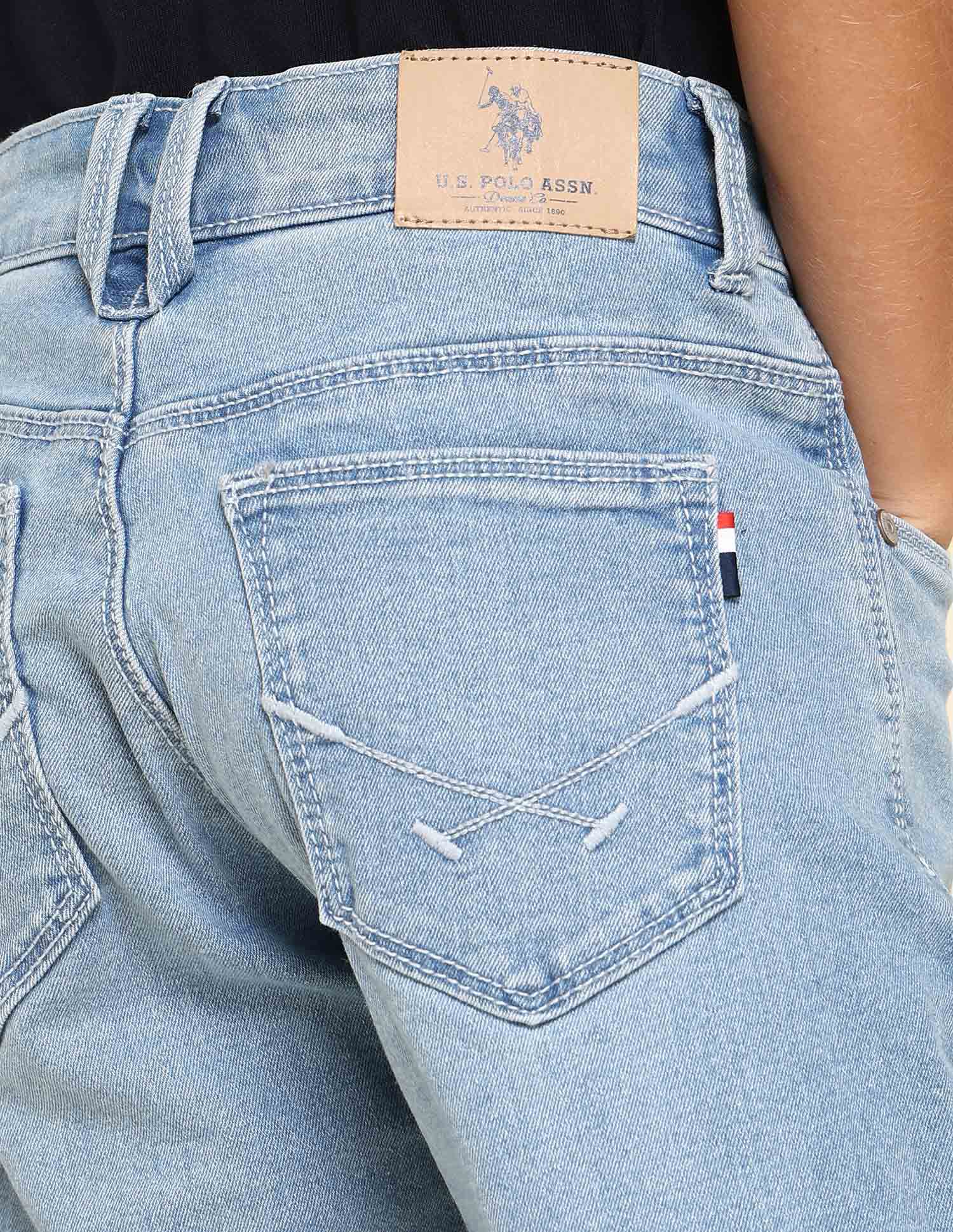 Boys Relaxed Fit Blue Jeans Light Blue - U.S. POLO ASSN. | Large