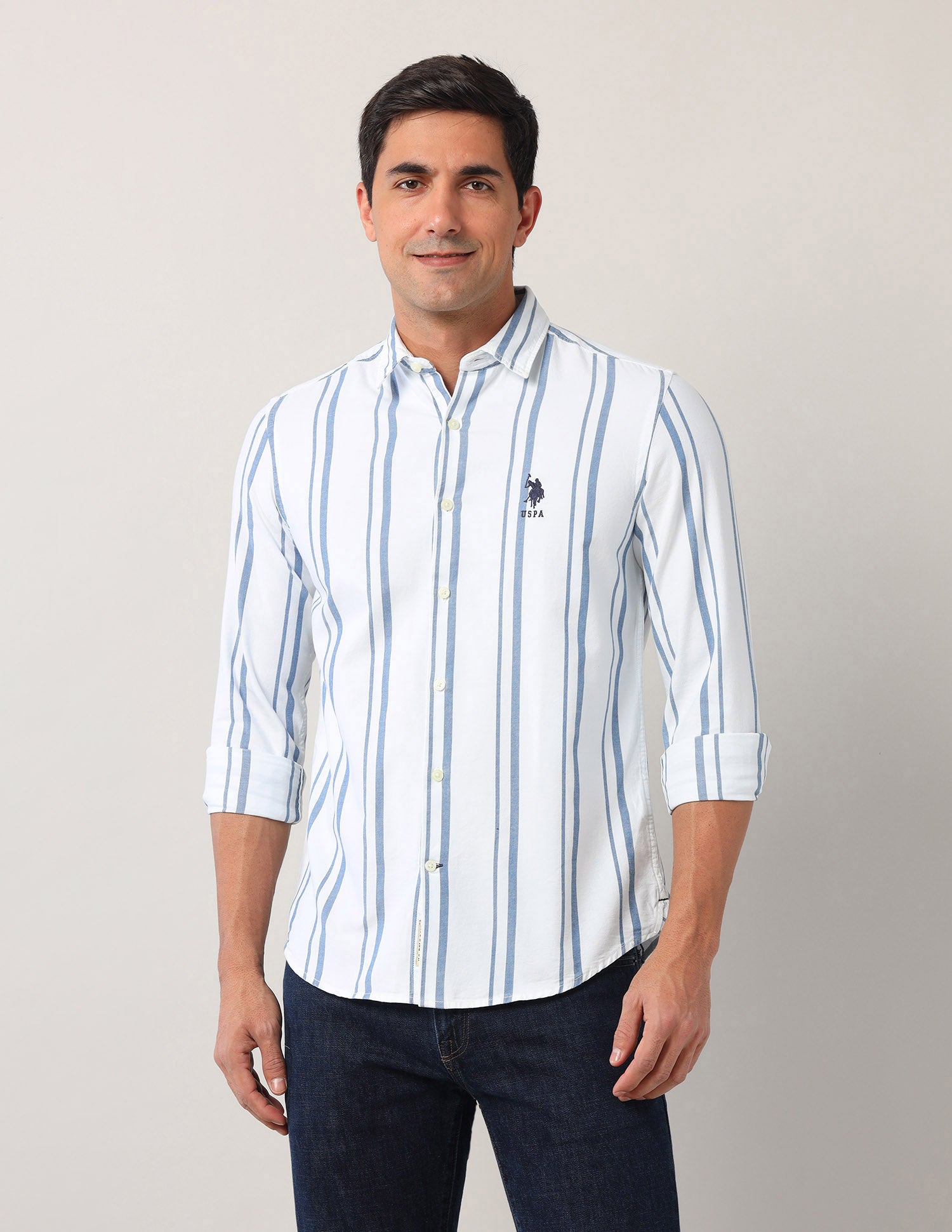 Regular Fit Pure Cotton Shirt Indigo - U.S. Polo Assn. India | Large