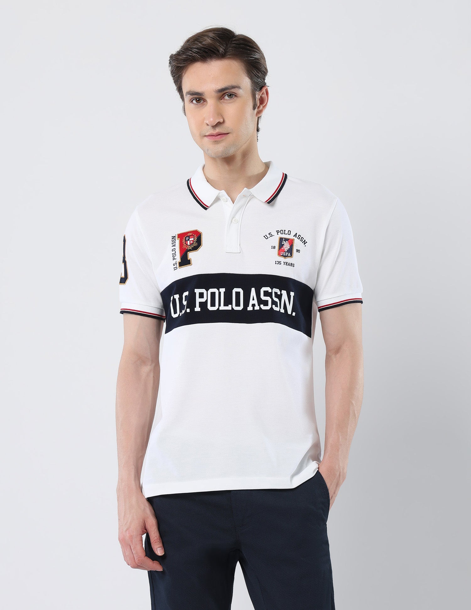 Brand Printed 135 Anniversary Polo Shirt White - U.S. Polo Assn. India | Large