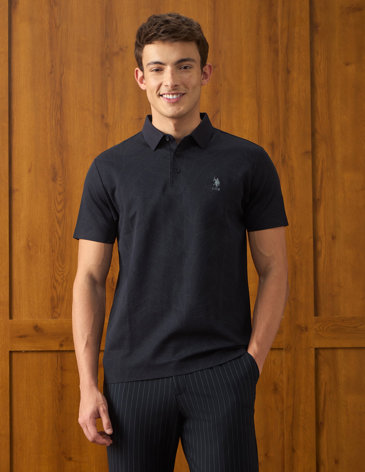 Tropical Printed Slim Fit Polo Shirt Navy - U.S. Polo Assn. India | Large