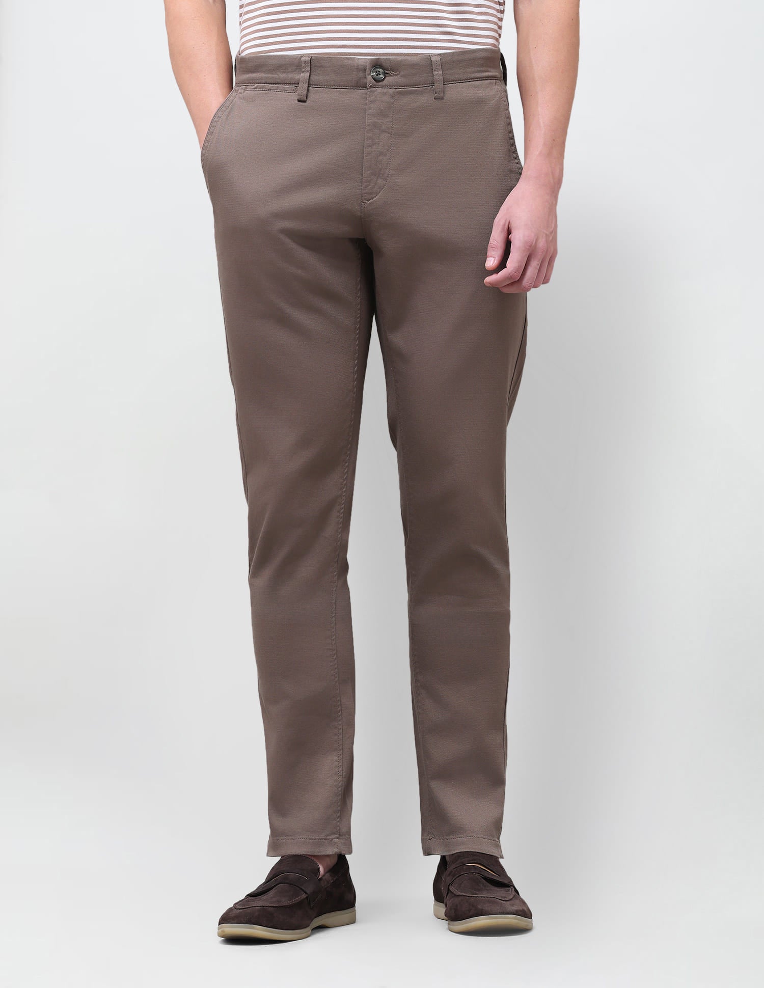 Textured Regular Fit Trouser Brown - U.S. Polo Assn. India | Large
