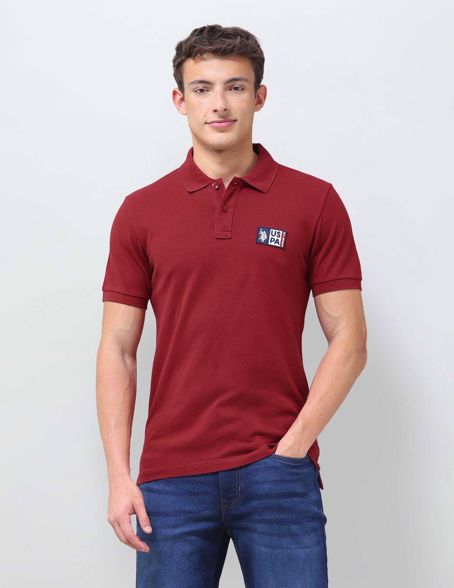 Solid Slim Fit Polo Shirt Red - U.S. Polo Assn. India | Large