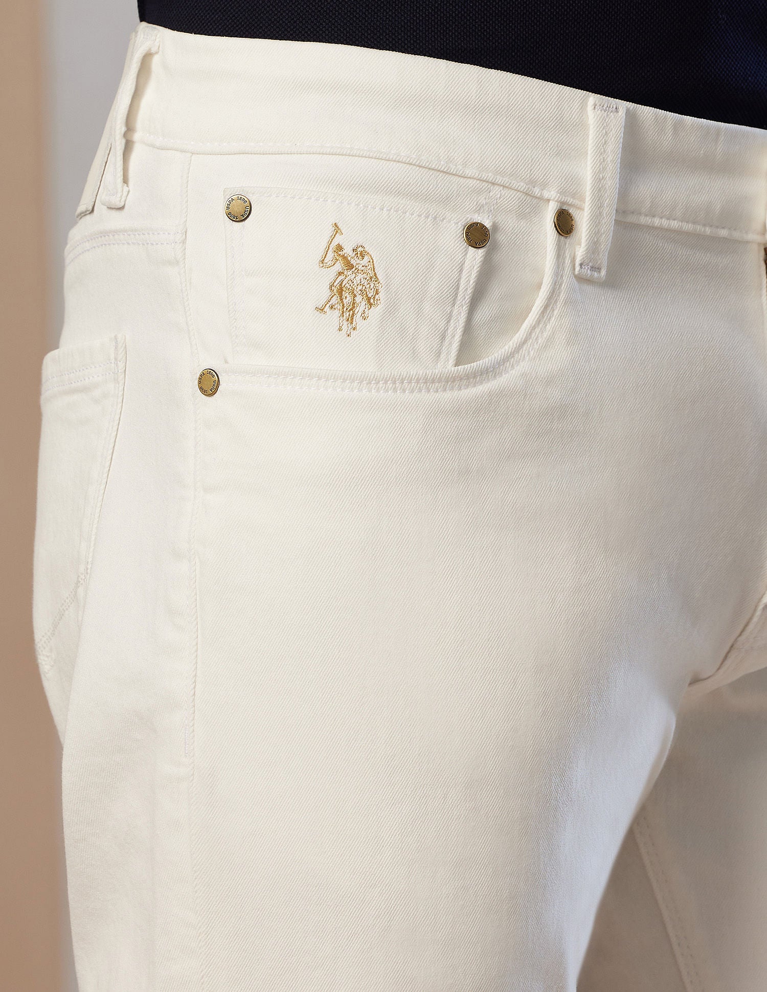 Brandon Slim Tapered Fit White Jeans White - U.S. POLO ASSN. | Large