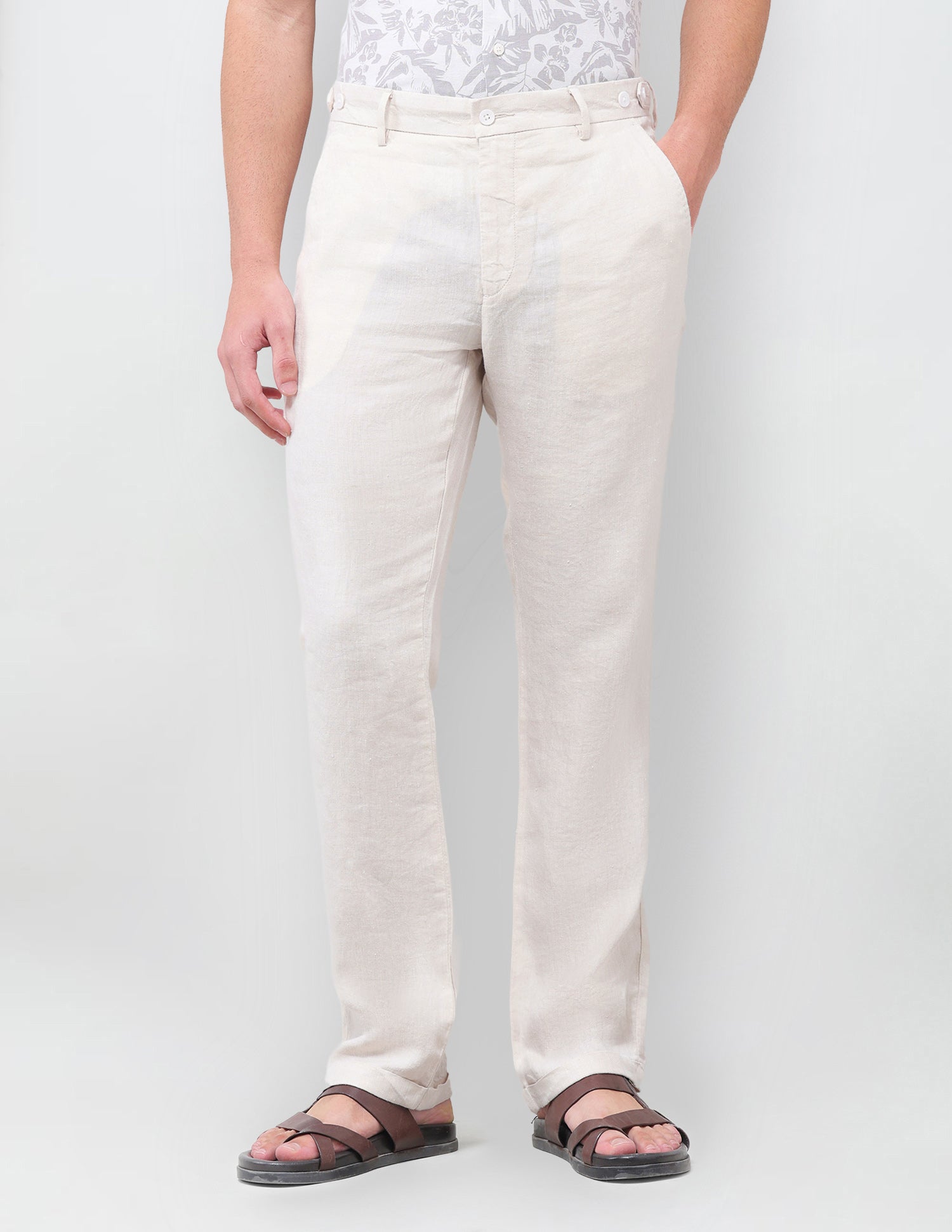 Satin Riley Straight Fit Trousers Stone - U.S. Polo Assn. India | Large