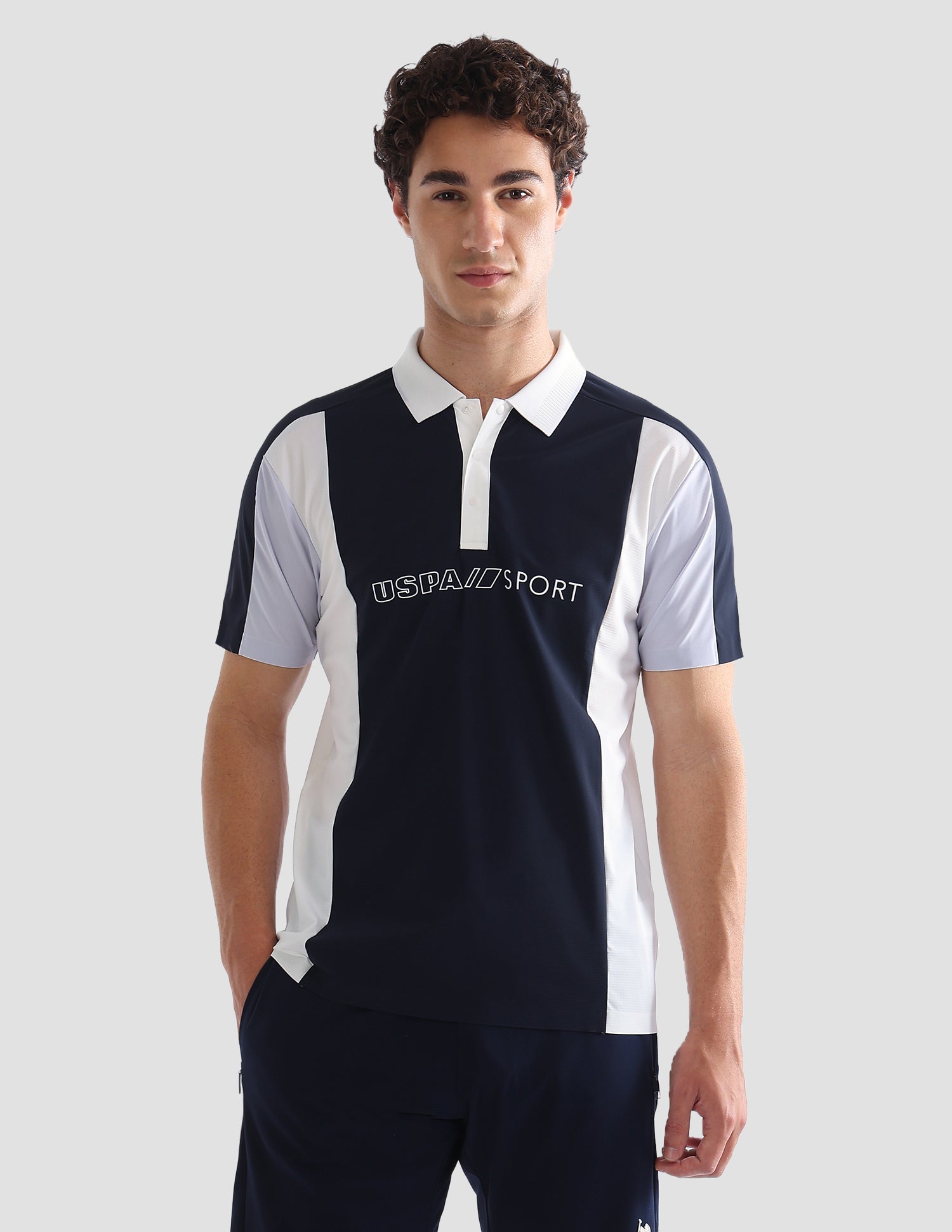 Colourblocked Slim Fit Active Polo Shirt Navy - U.S. Polo Assn. India | Large
