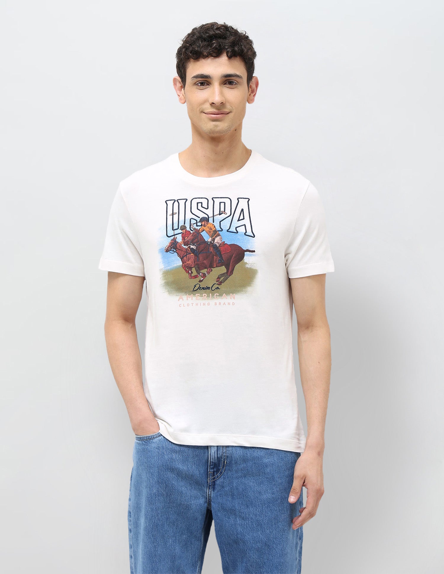 Graphic Printed Regular Fit T-shirt Ivory - U.S. POLO ASSN. | Large