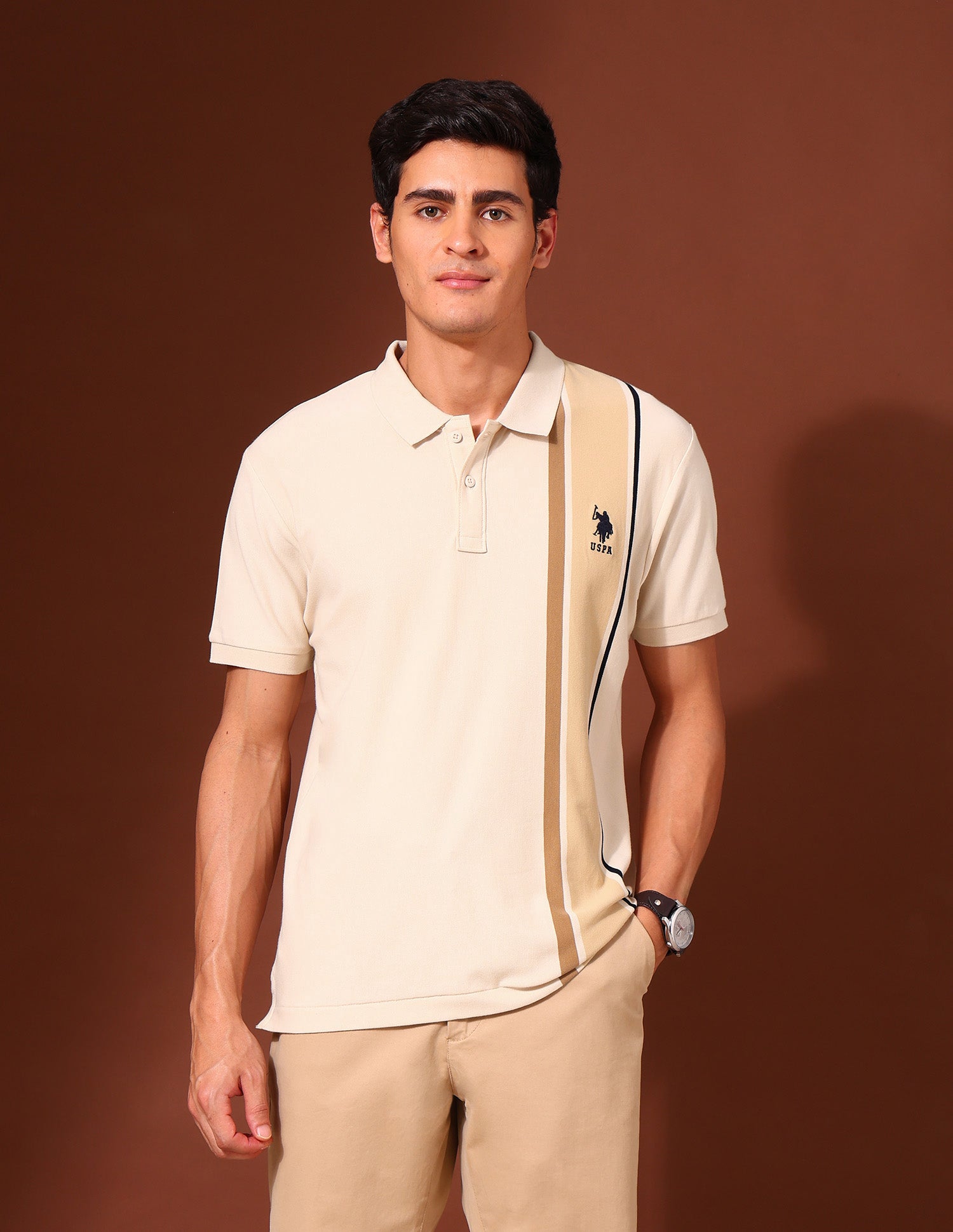 Colourblocked Classic Polo Shirt Off White - U.S. Polo Assn. India | Large
