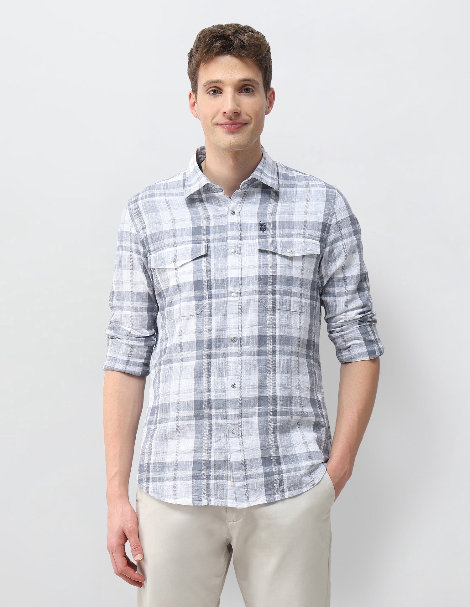 Tartan Checked Comfort Fit Shirt Blue - U.S. Polo Assn. India | Large