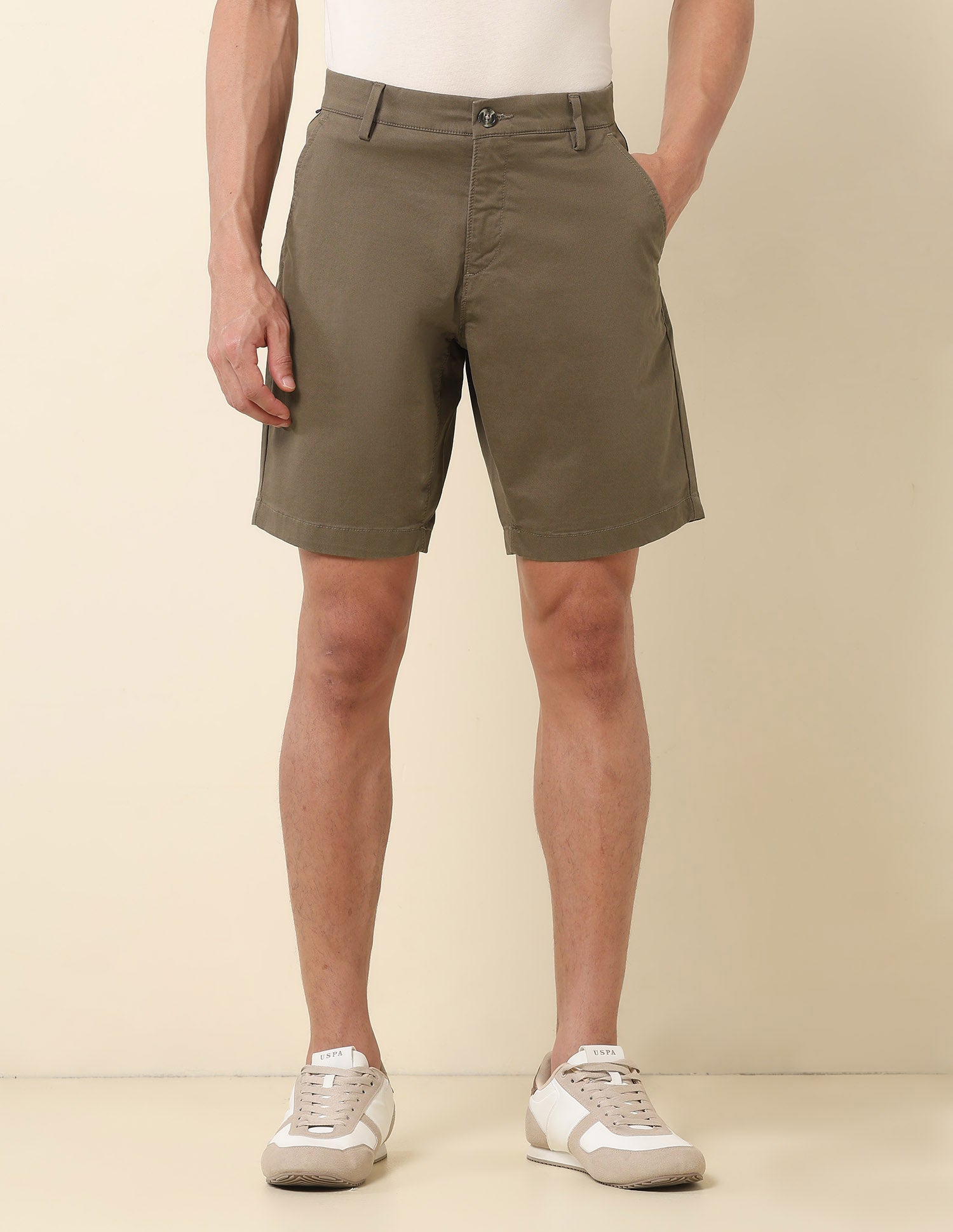 Slim Fit Solid Chino Shorts Brown - U.S. POLO ASSN. | Large