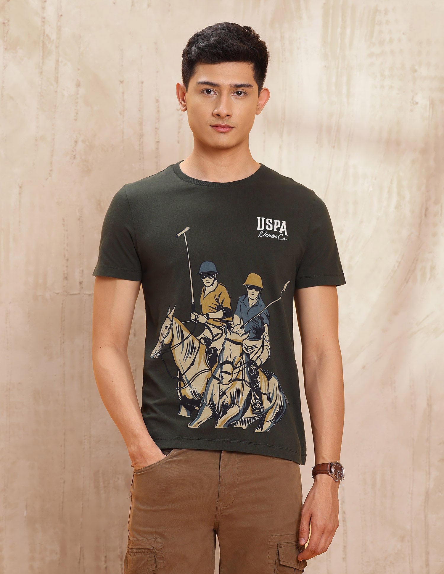 Graphic Printed Regular Fit T Shirt Olive - U.S. POLO ASSN. | Large