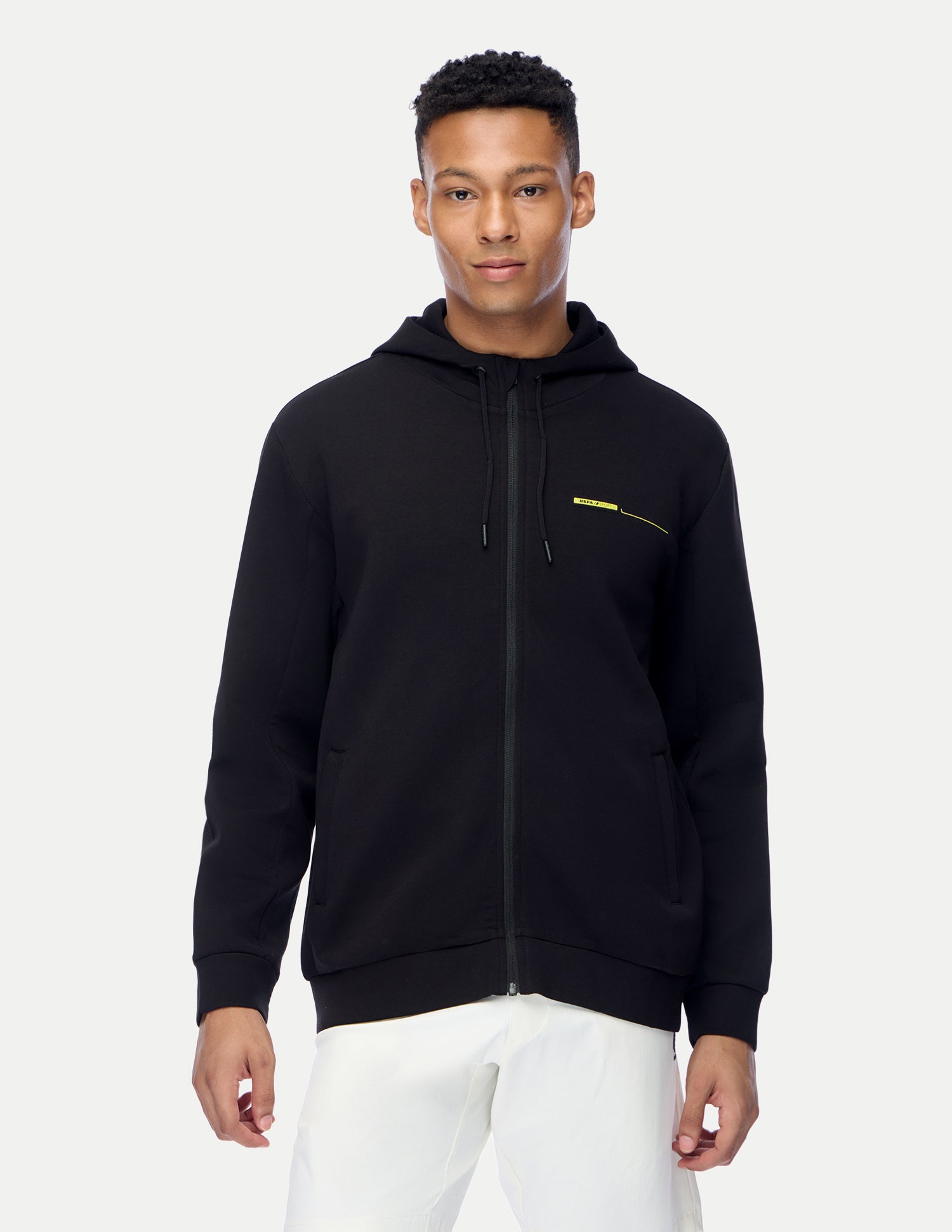 Solid Active Zipper Sweatshirt Black - U.S. Polo Assn. India | Large