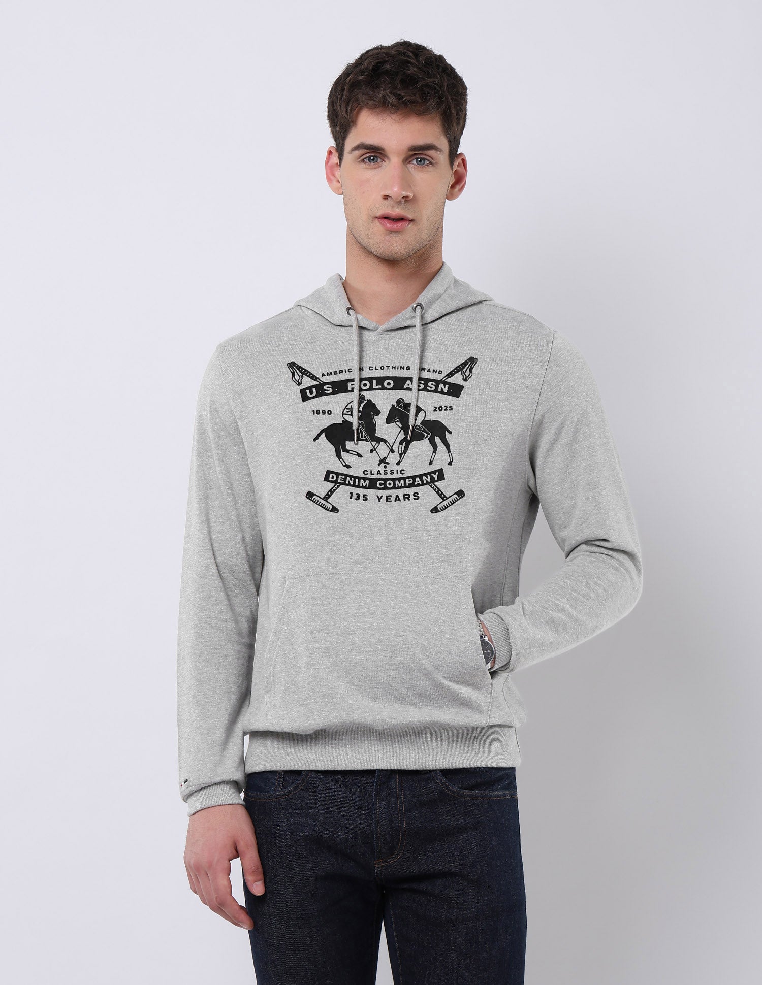 Graphic Brand Printed Regular Fit Sweatshirt Grey - U.S. POLO ASSN. | Large