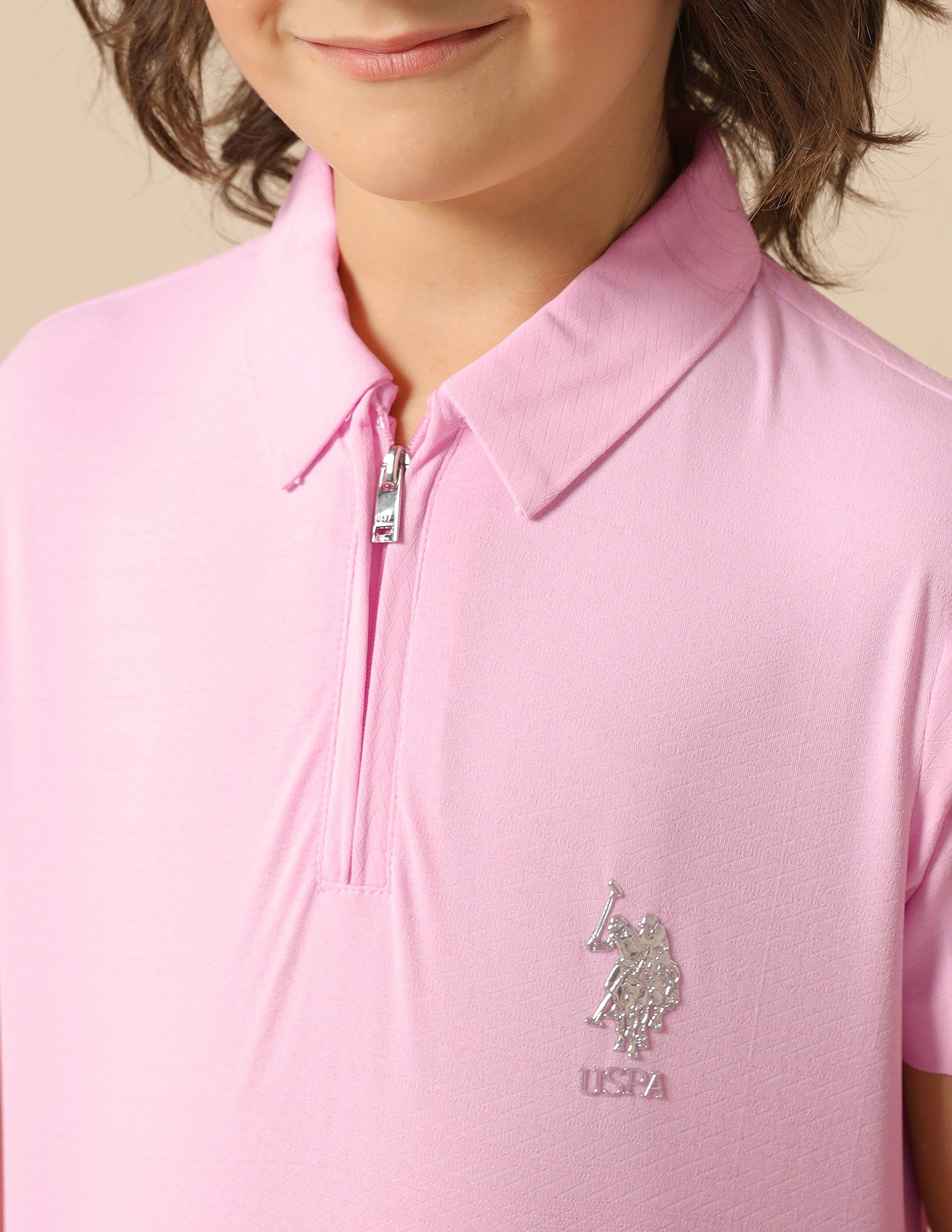 Boys Solid Regular Fit Polo Shirt Light Pink - U.S. POLO ASSN. | Large