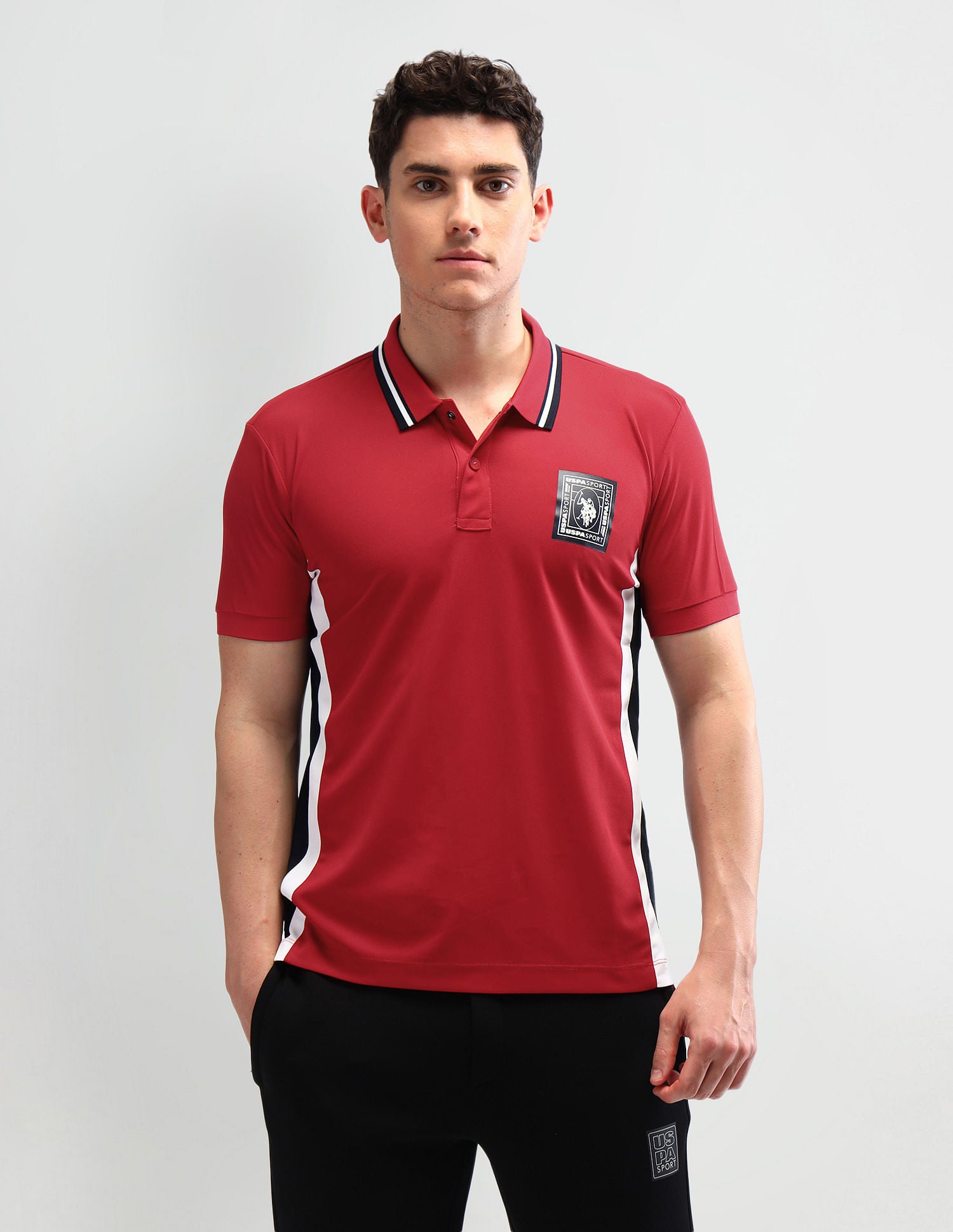 Slim Fit Solid Polo Shirt Red - U.S. Polo Assn. India | Large