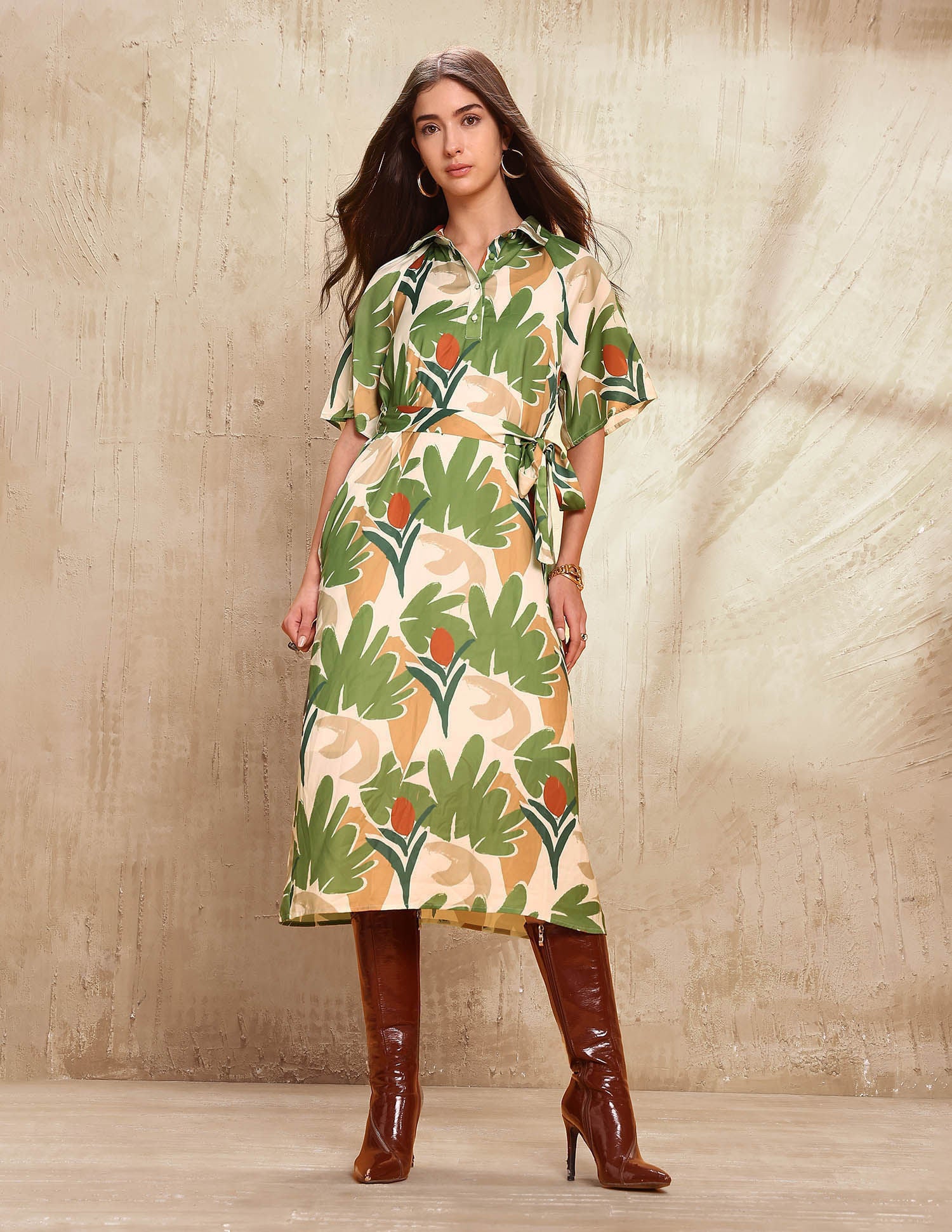 Tropical Printed Midi Shirt Dress Multi-colour - U.S. Polo Assn. India | Large
