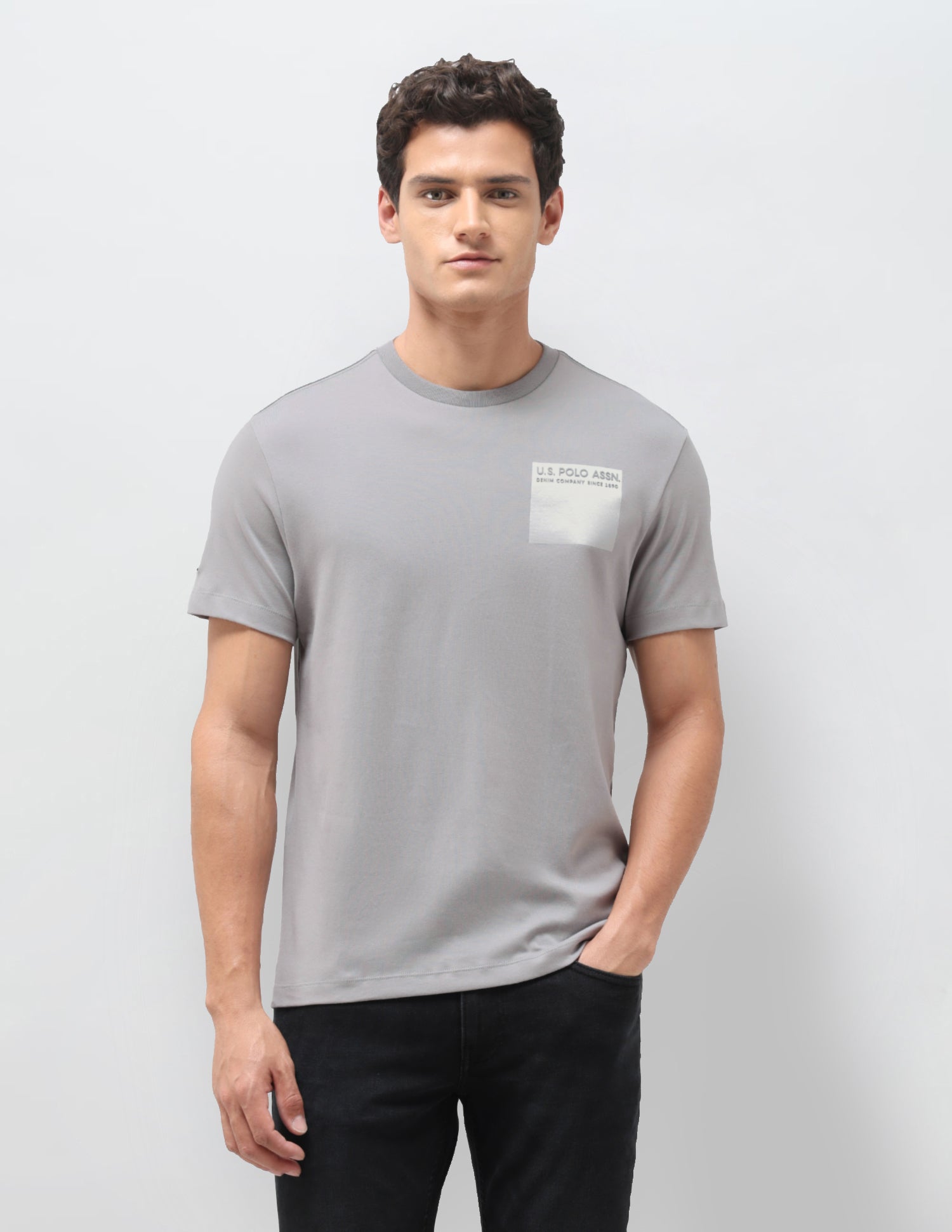 Solid Slim Fit T-Shirt Grey - U.S. Polo Assn. India | Large