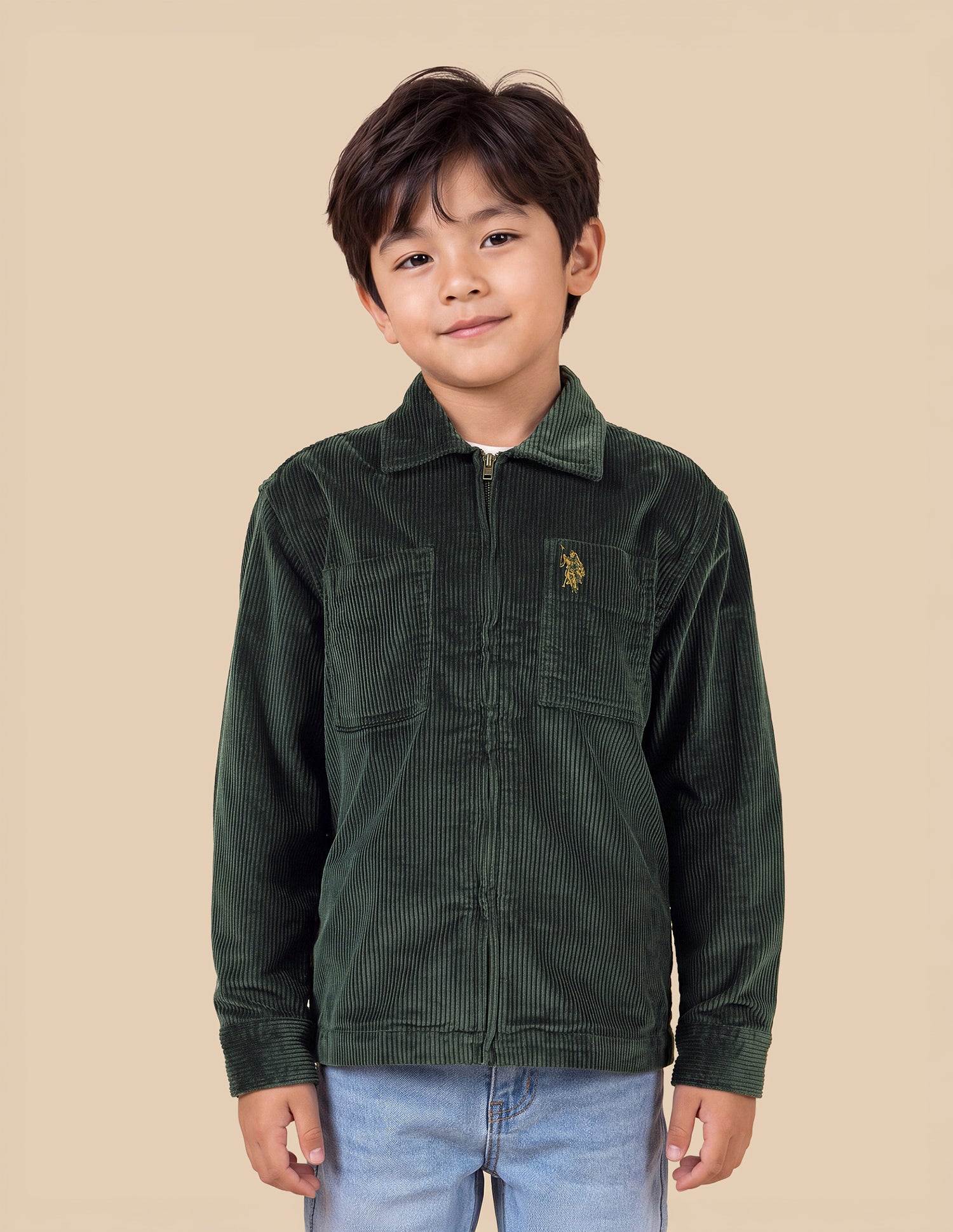 Corduroy Boxy Fit Shacket Olive - U.S. Polo Assn. India | Large