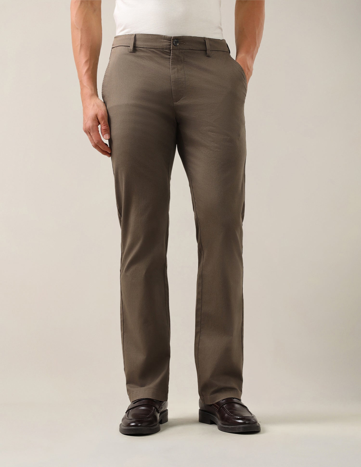 Satin Riley Straight Fit Trousers Brown - U.S. Polo Assn. India | Large