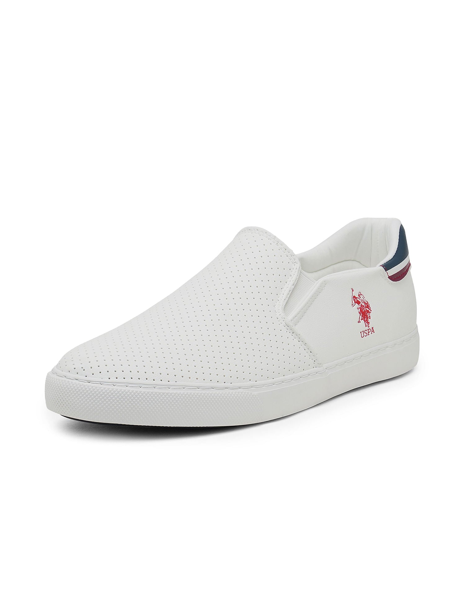 Men Perforated Campbell 2.0 Slip On Shoes Off White - U.S. Polo Assn. India | Large