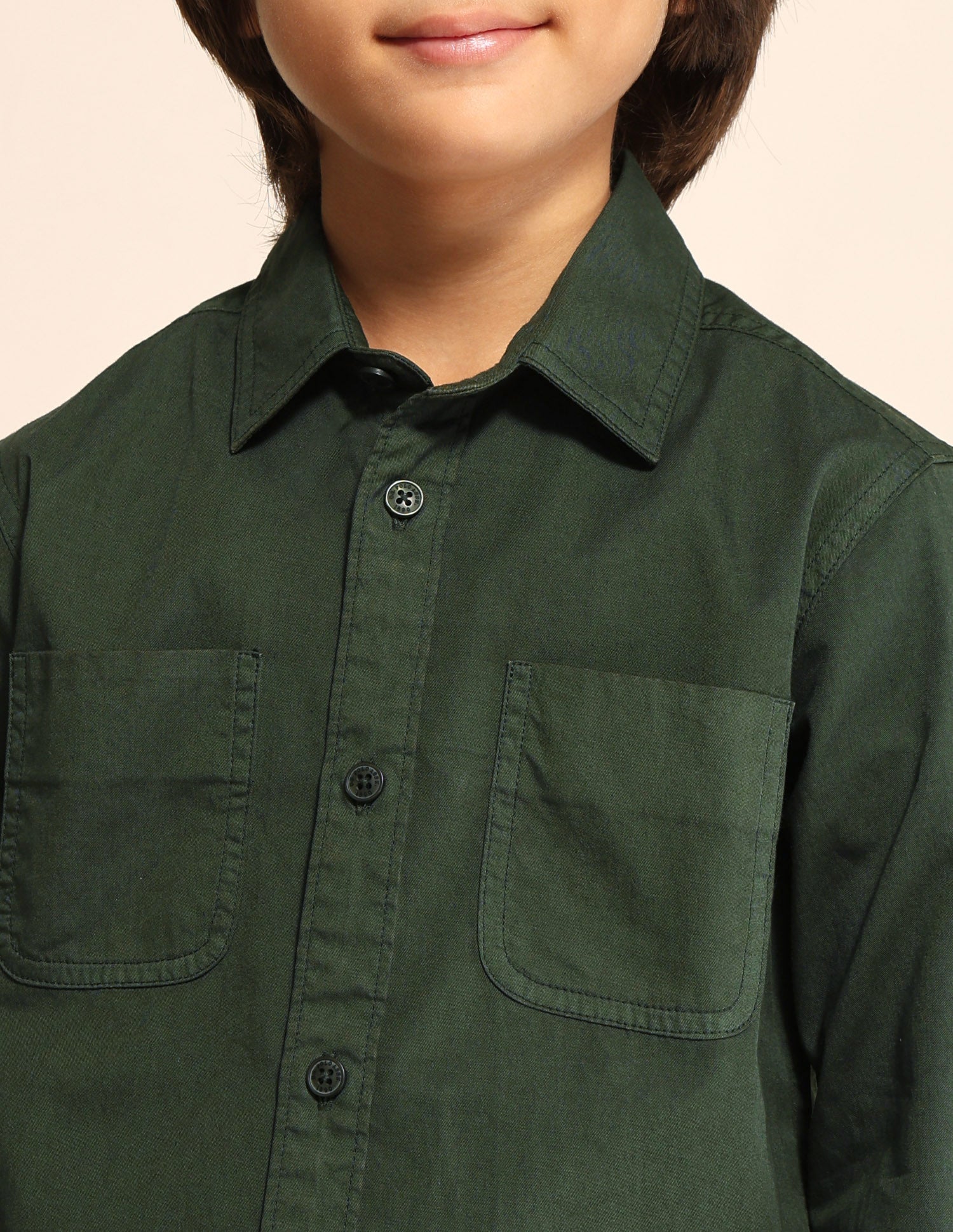 Boys Solid Regular Fit Shirt Dark Green - U.S. POLO ASSN. | Large