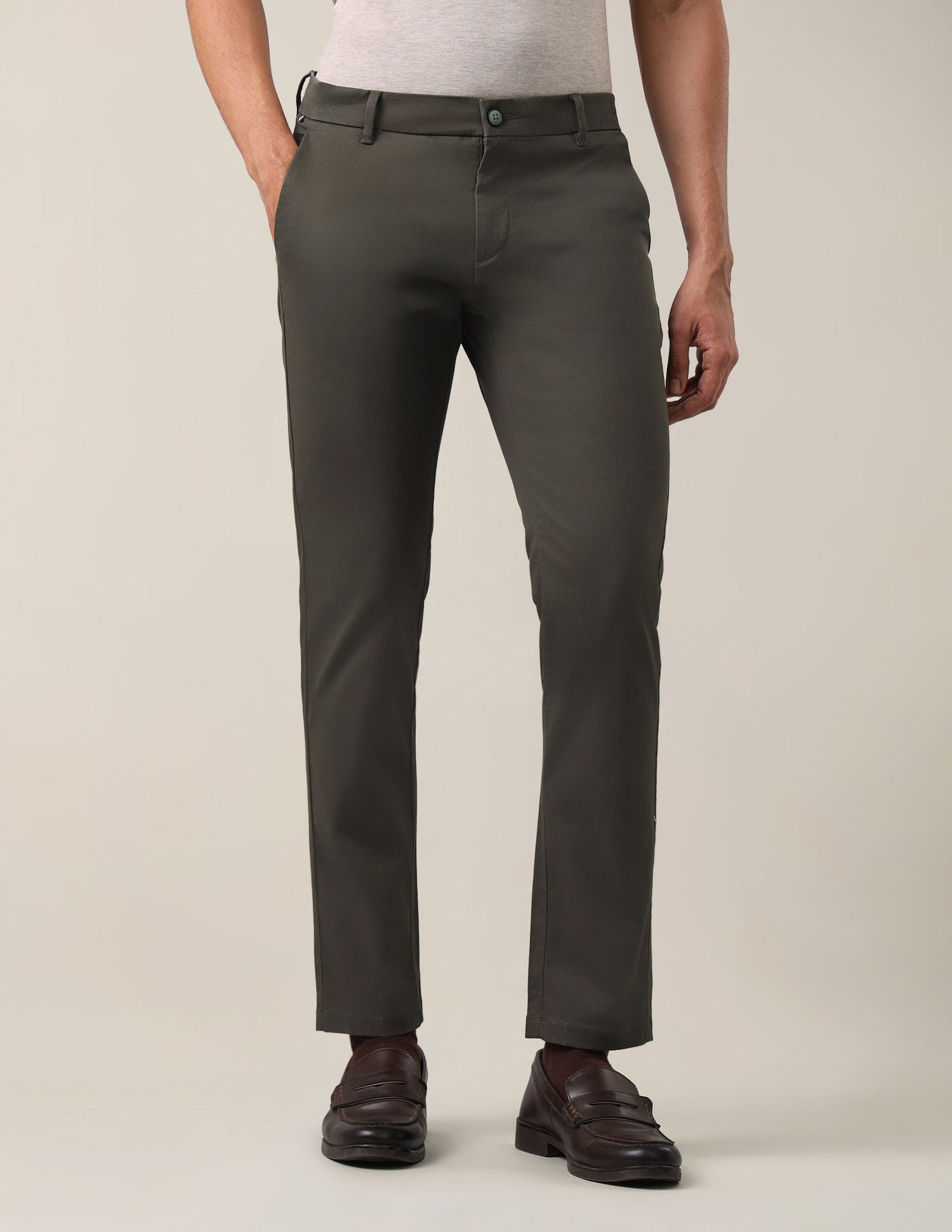 Twill Denver Slim Fit Trousers Dark Olive - U.S. Polo Assn. India | Large