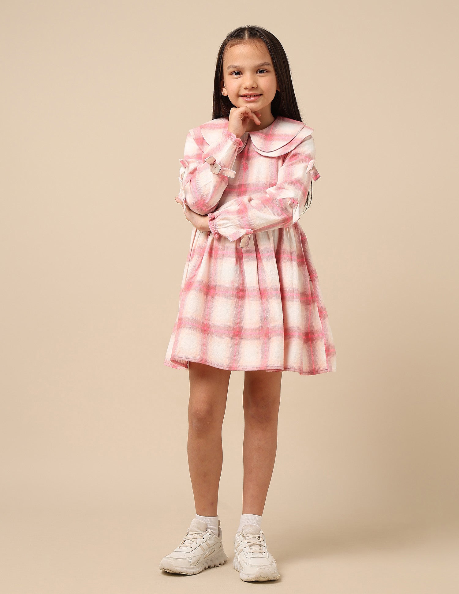 Girls Checked A-Line Dress Pink - U.S. POLO ASSN. | Large