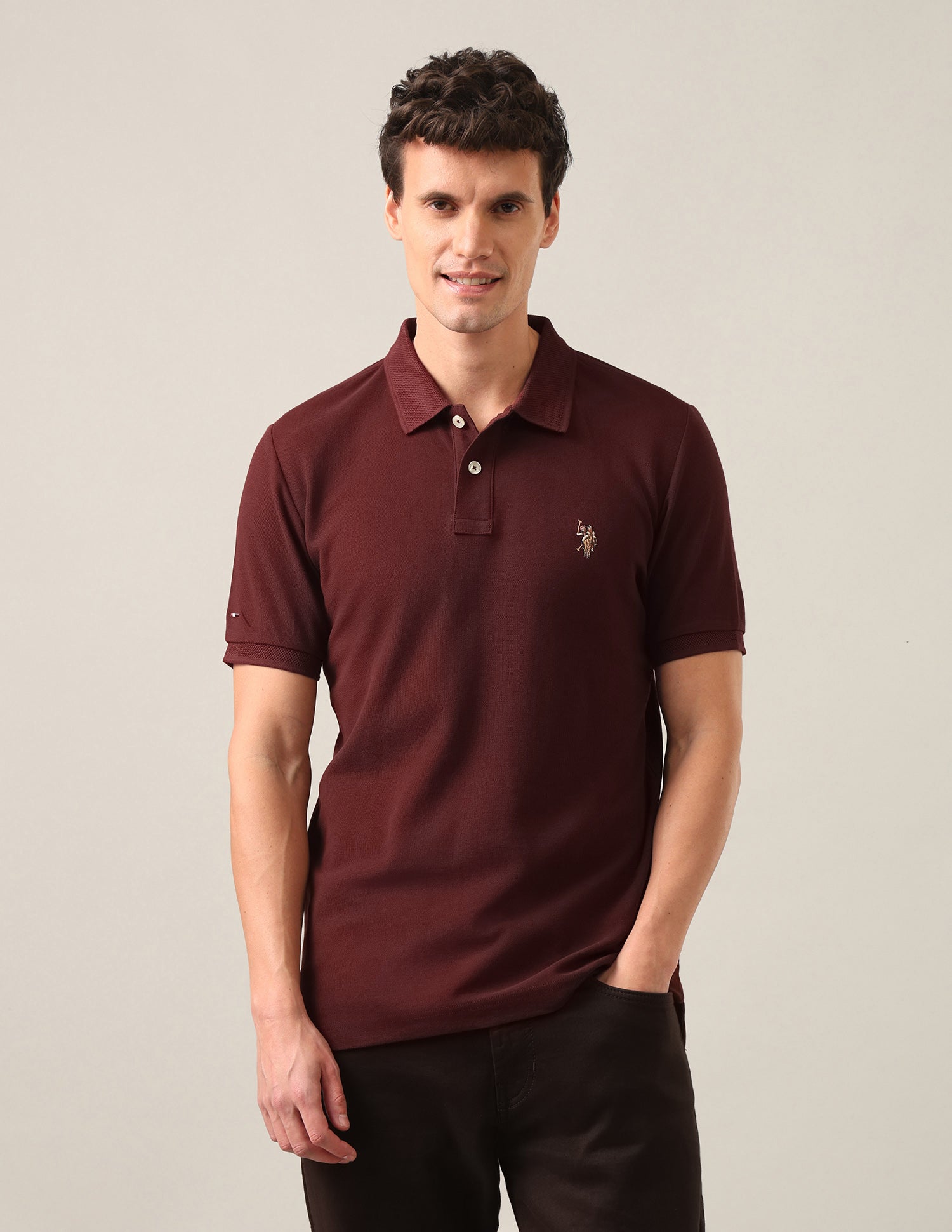 Solid Slim Fit Polo Shirt Rust - U.S. Polo Assn. India | Large