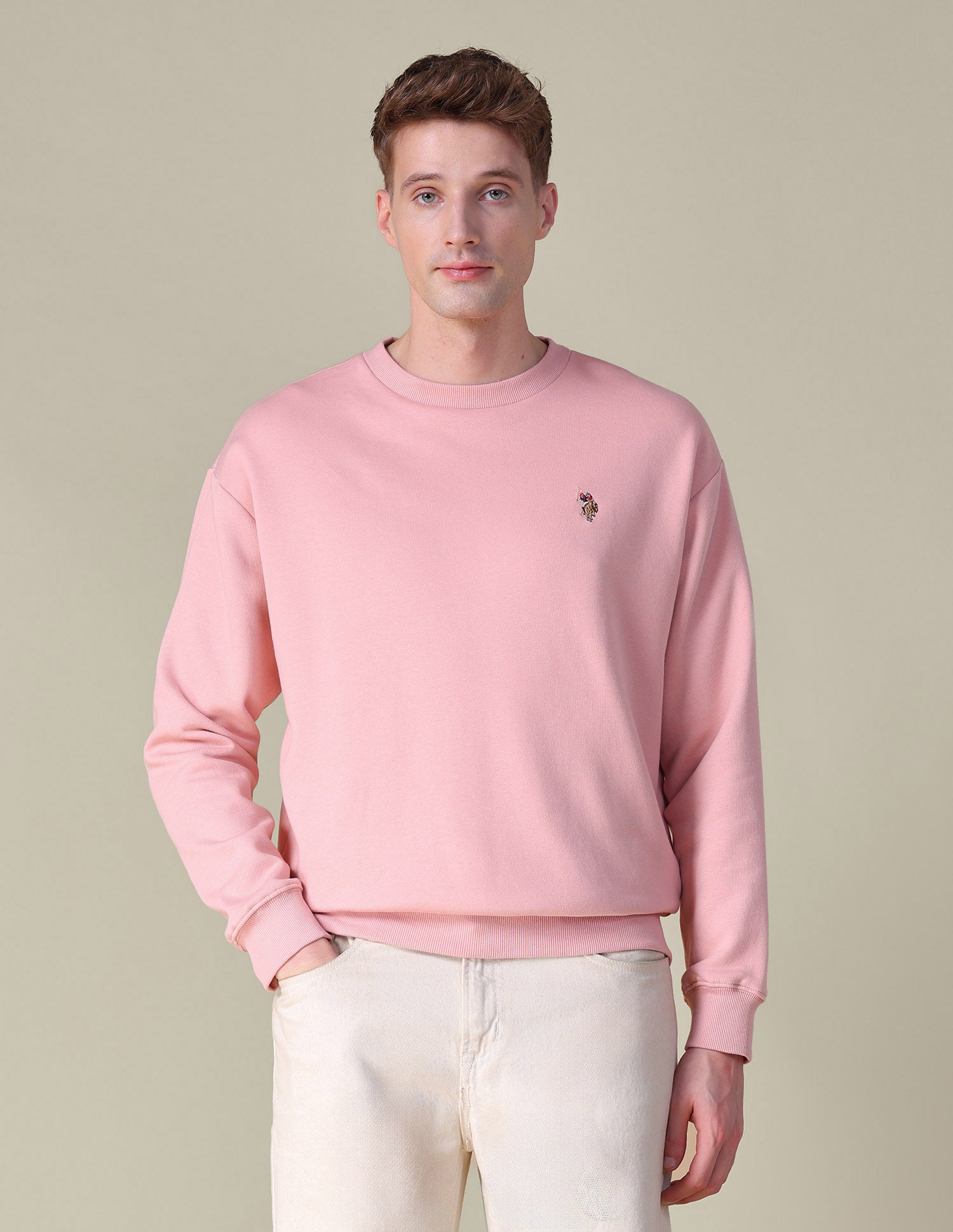 Solid Relaxed Fit Sweatshirt Pink - U.S. POLO ASSN. | Large