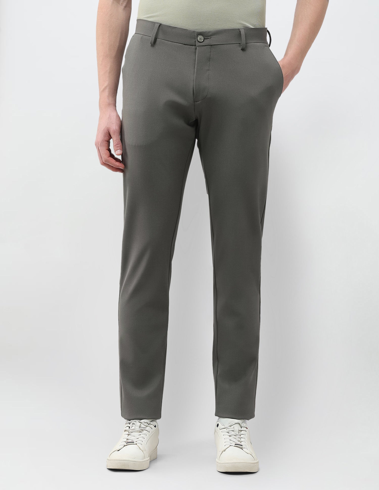 Austin Slim Fit Mid Rise Trousers Mid Green - U.S. Polo Assn. India | Large