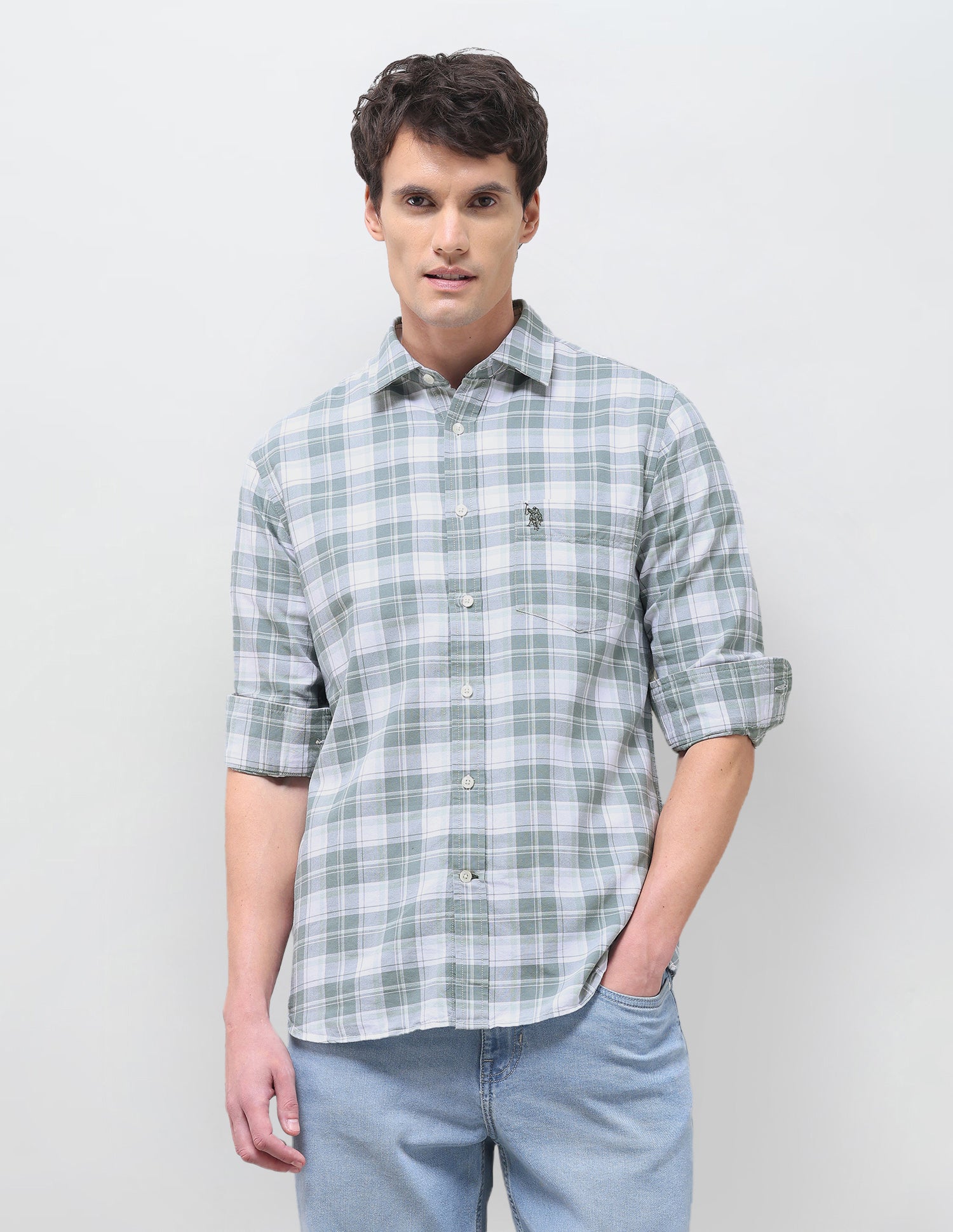 Oxford Tartan Checked Shirt Green - U.S. Polo Assn. India | Large