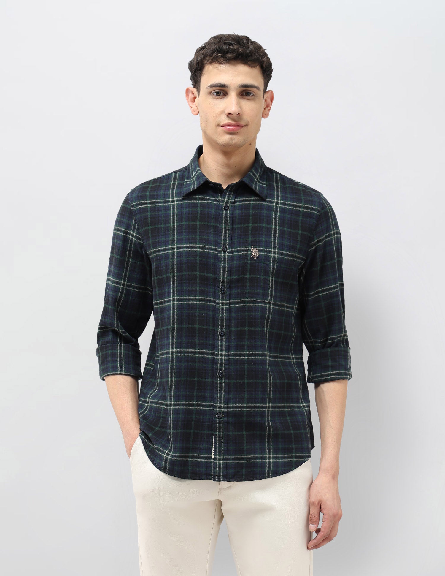 Twill Regular Fit Shirt Navy - U.S. POLO ASSN. | Large