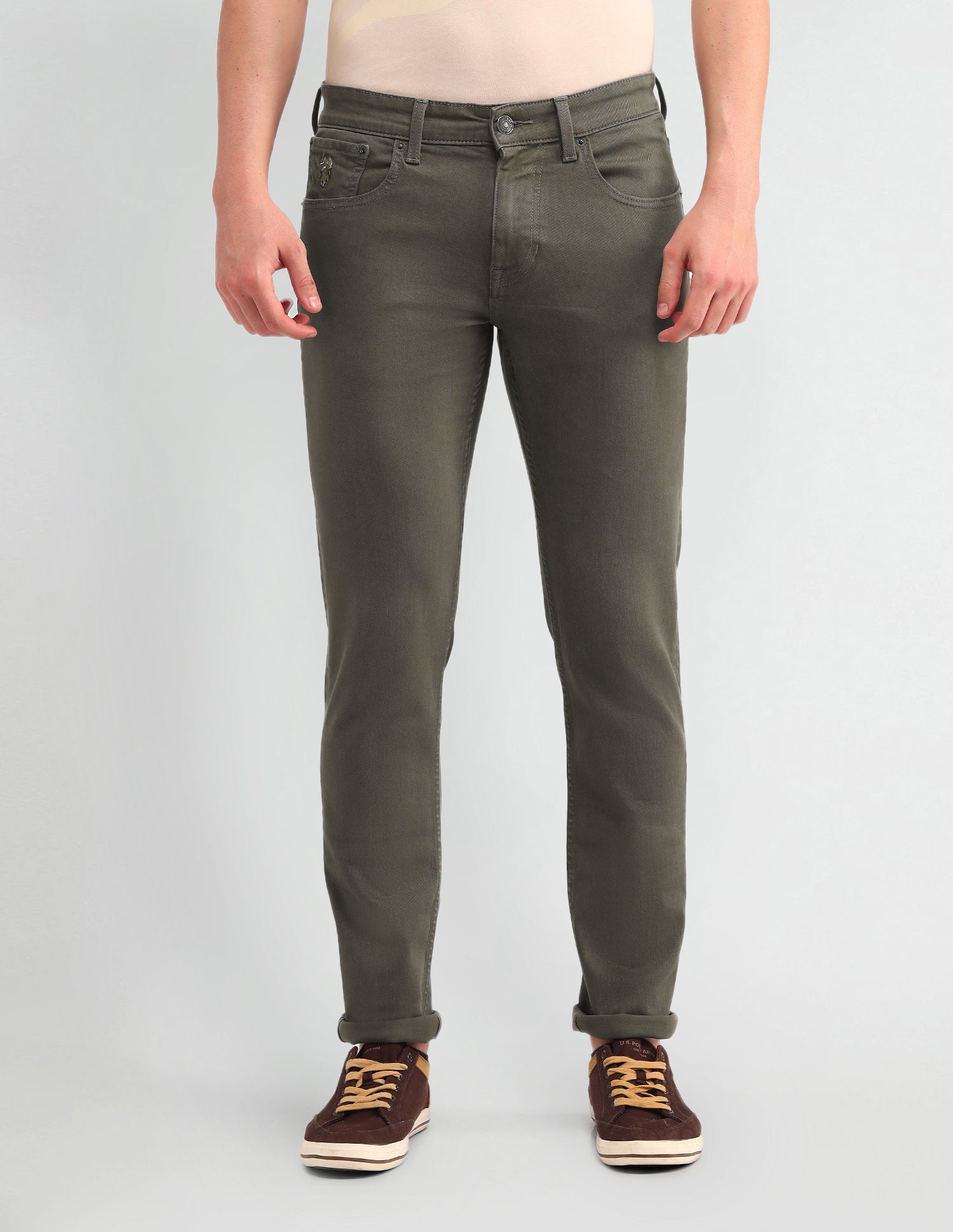 Brandon Slim Tapered Fit Olive Jeans Olive - U.S. POLO ASSN. | Large