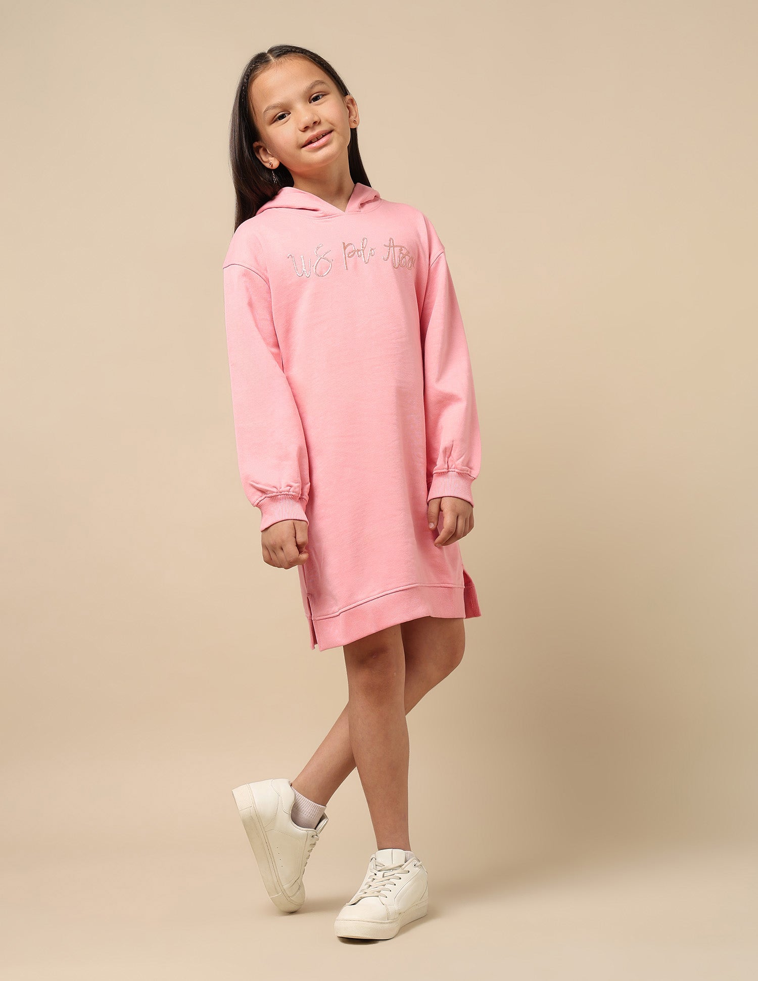Girls Hooded Sweat Dress Pink - U.S. POLO ASSN. | Large