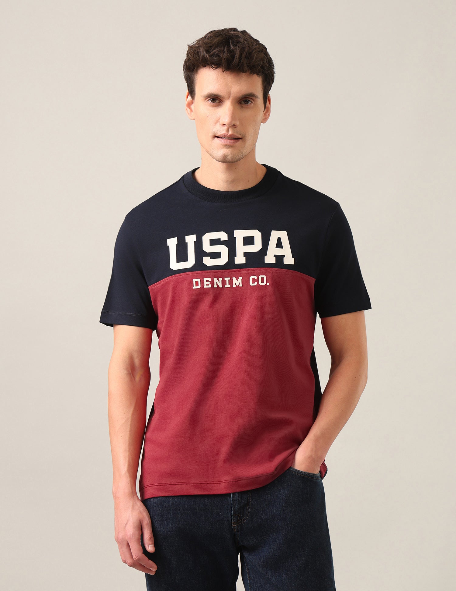 Colourblocked Regular Fit T-Shirt Navy - U.S. Polo Assn. India | Large