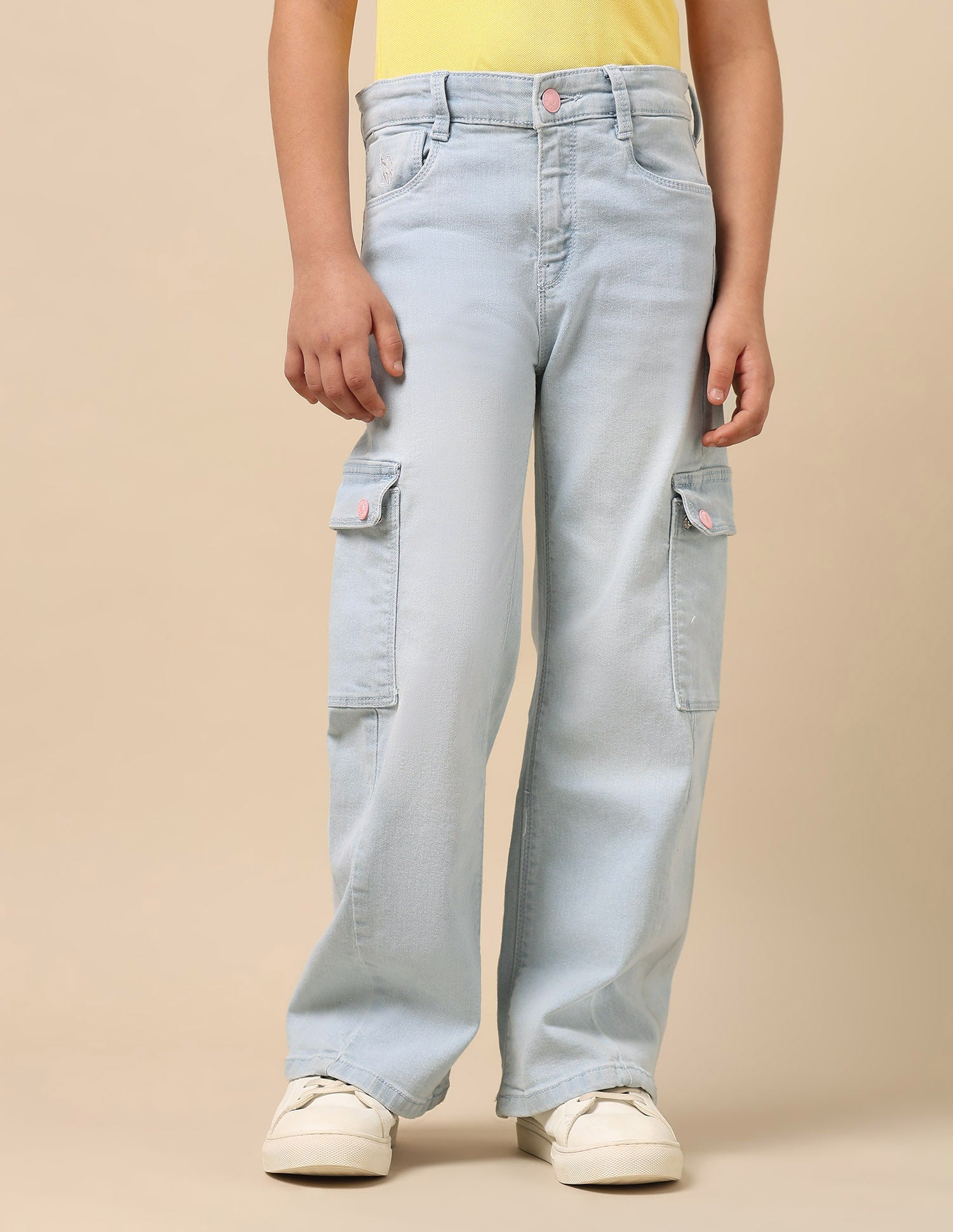 Girls Mid Rise Cargo Jeans Blue - U.S. Polo Assn. India | Large