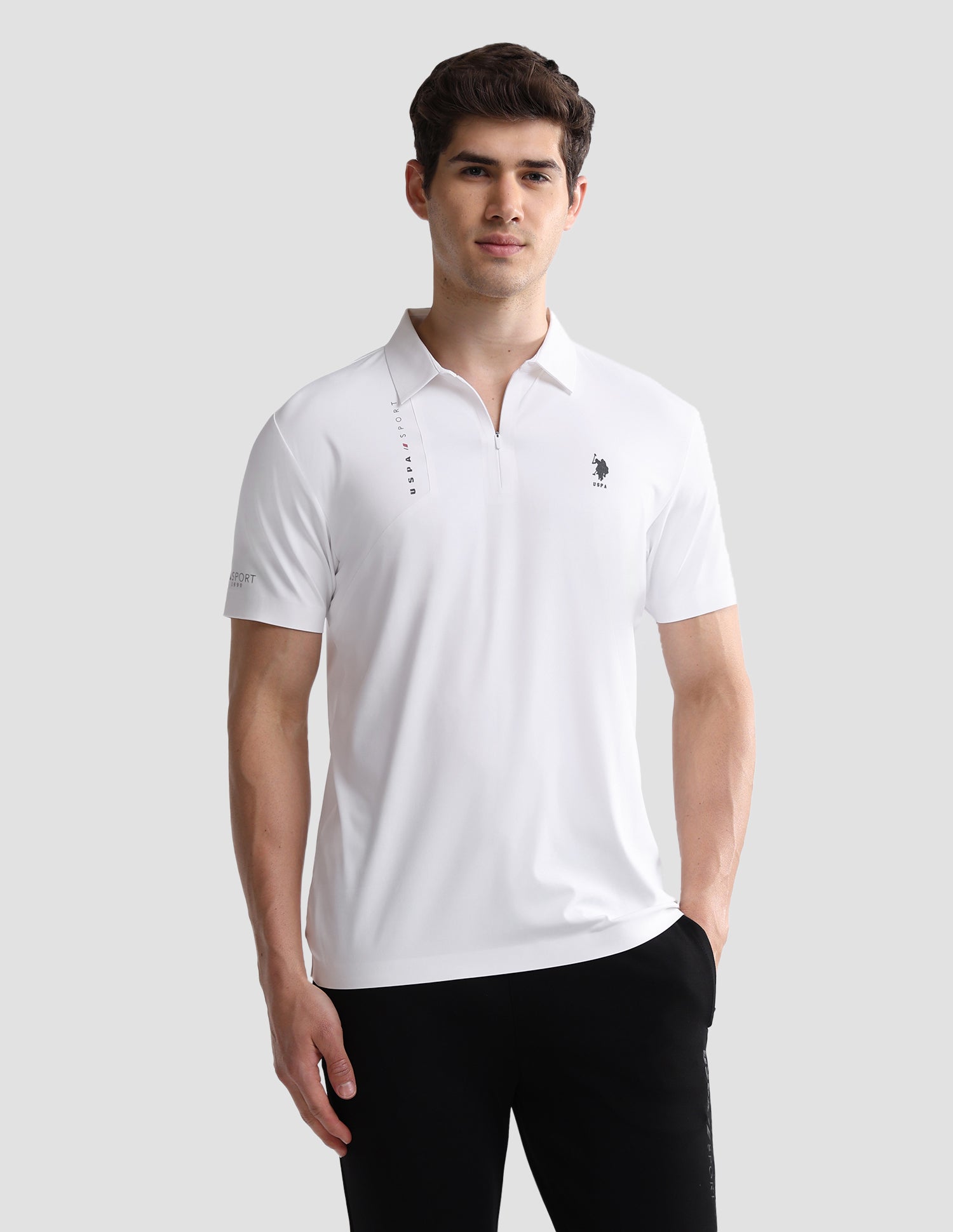 Solid Slim Fit Active Polo Shirt White - U.S. Polo Assn. India | Large