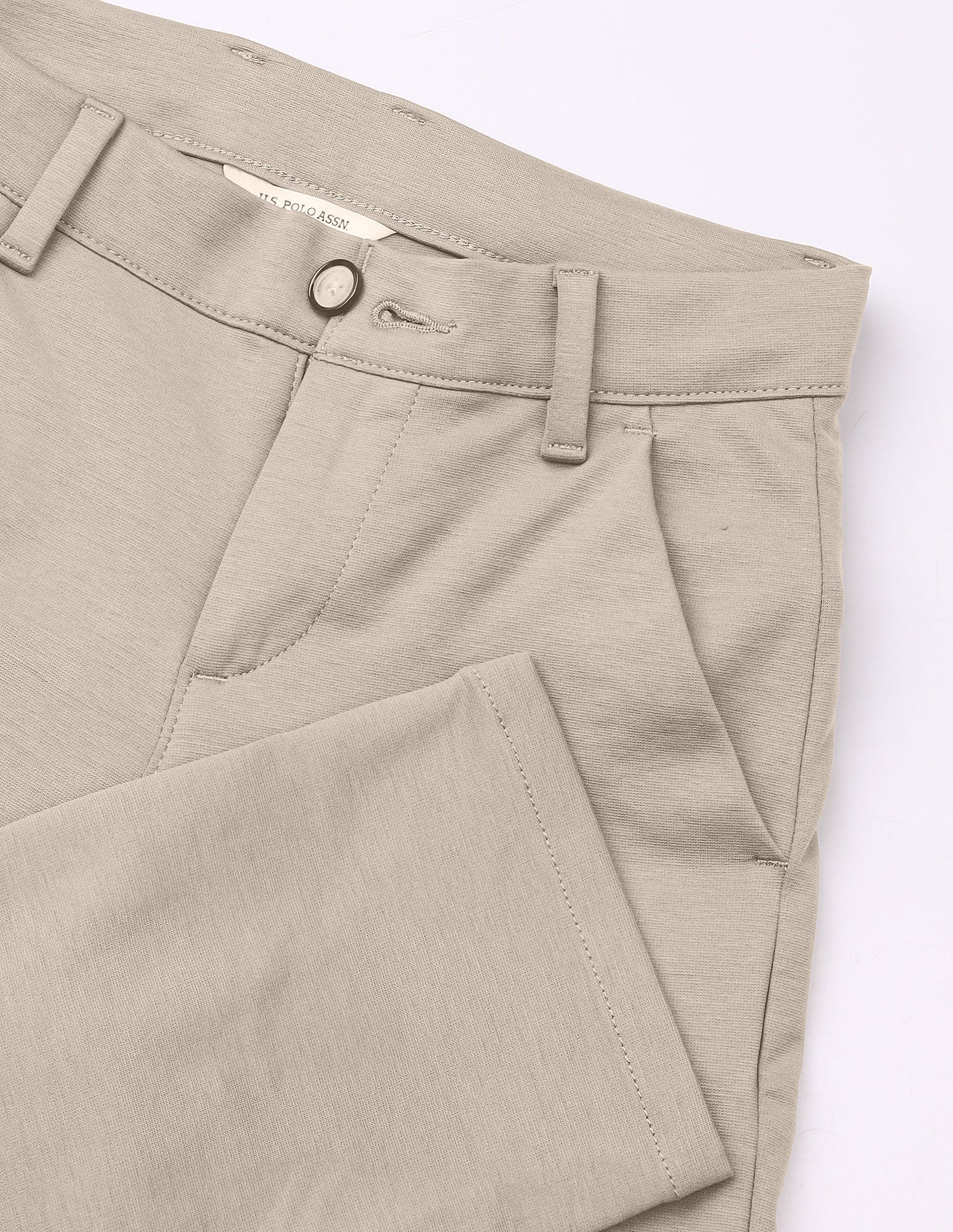 Solid Slim Fit Trousers Stone - U.S. Polo Assn. India | Large