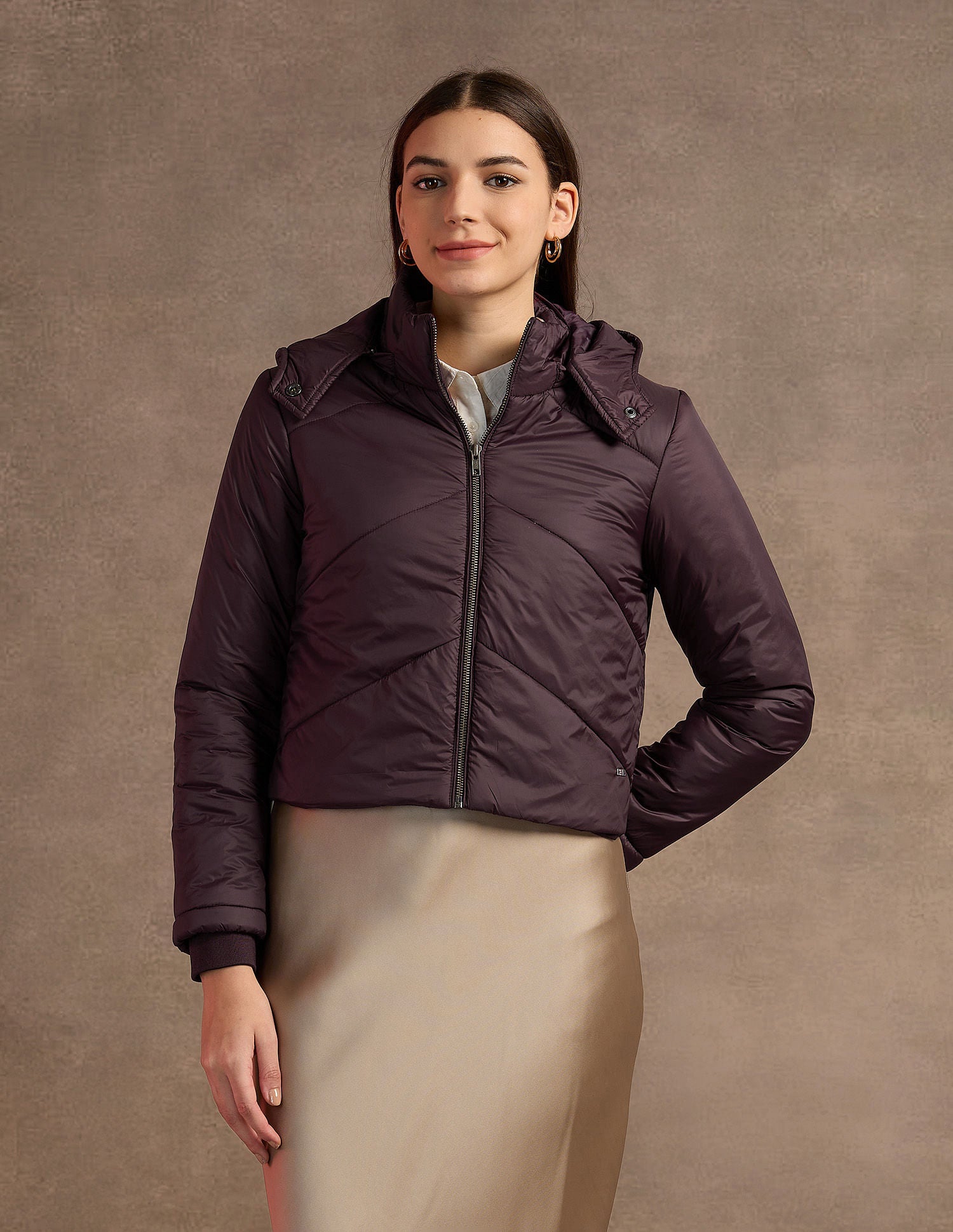 Detachable Hood Puffer Jacket Wine - U.S. POLO ASSN. | Large