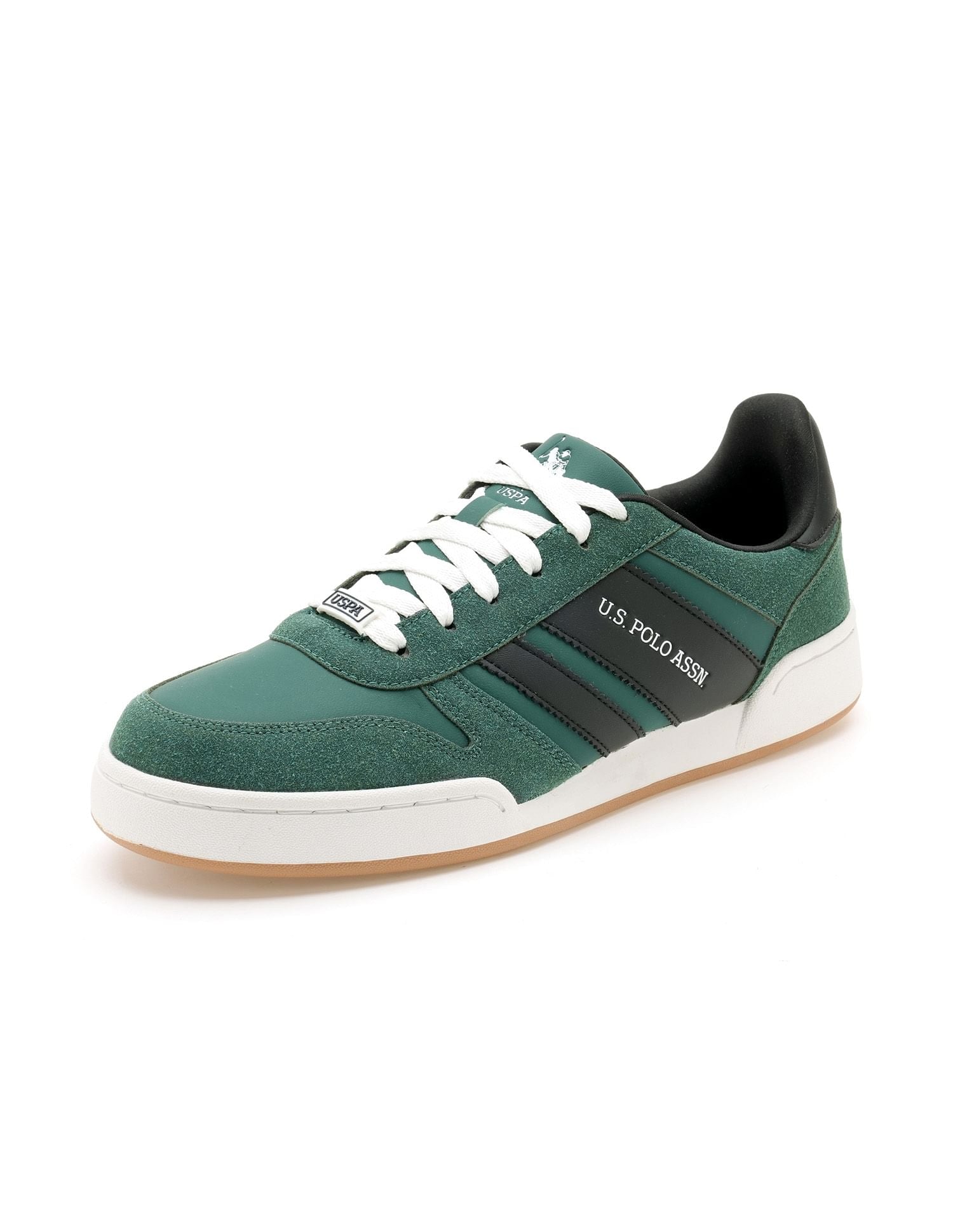 Men Gren Suede Colourblocked Sneakers Green - U.S. POLO ASSN. | Large