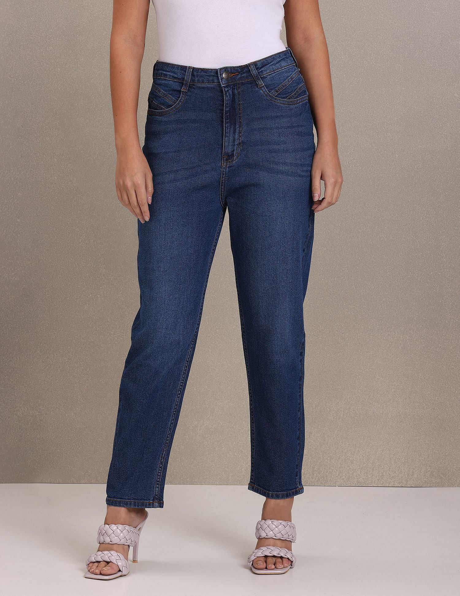 High Rise Rinsed Mom Jeans Blue - U.S. Polo Assn. India | Large