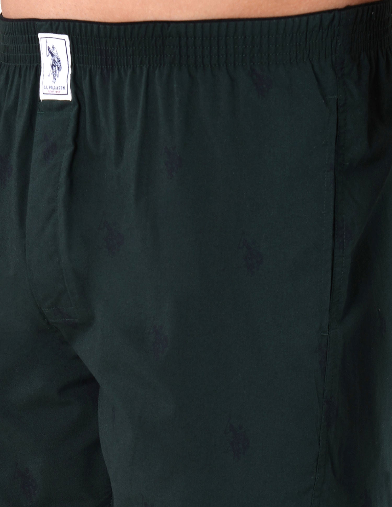 Signature Logo Pure Cotton I021 Boxers - Pack Of 1 Dark Green - U.S. POLO ASSN. | Large