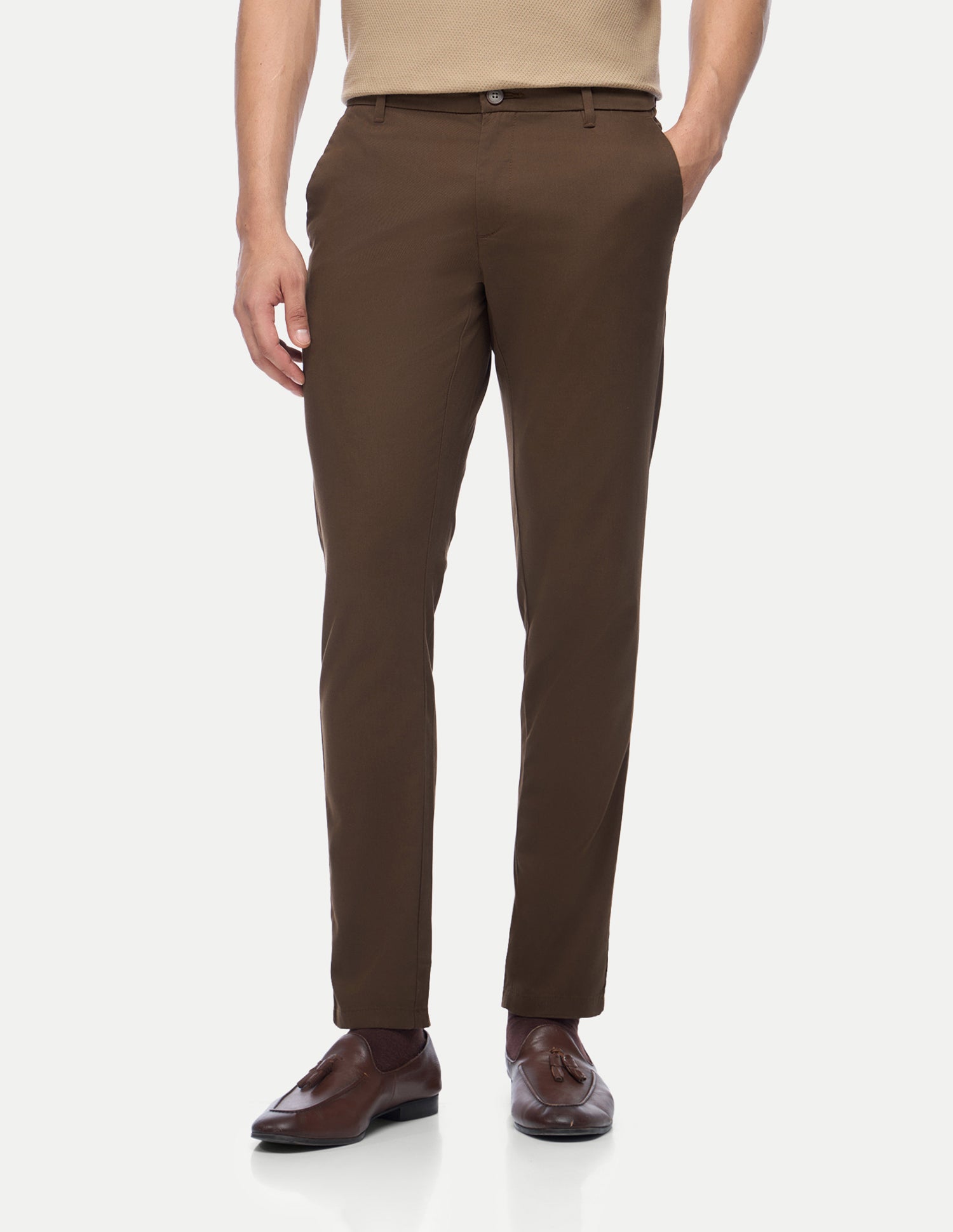 Austin Trim Regular Fit Twill Trousers Dark Brown - U.S. Polo Assn. India | Large