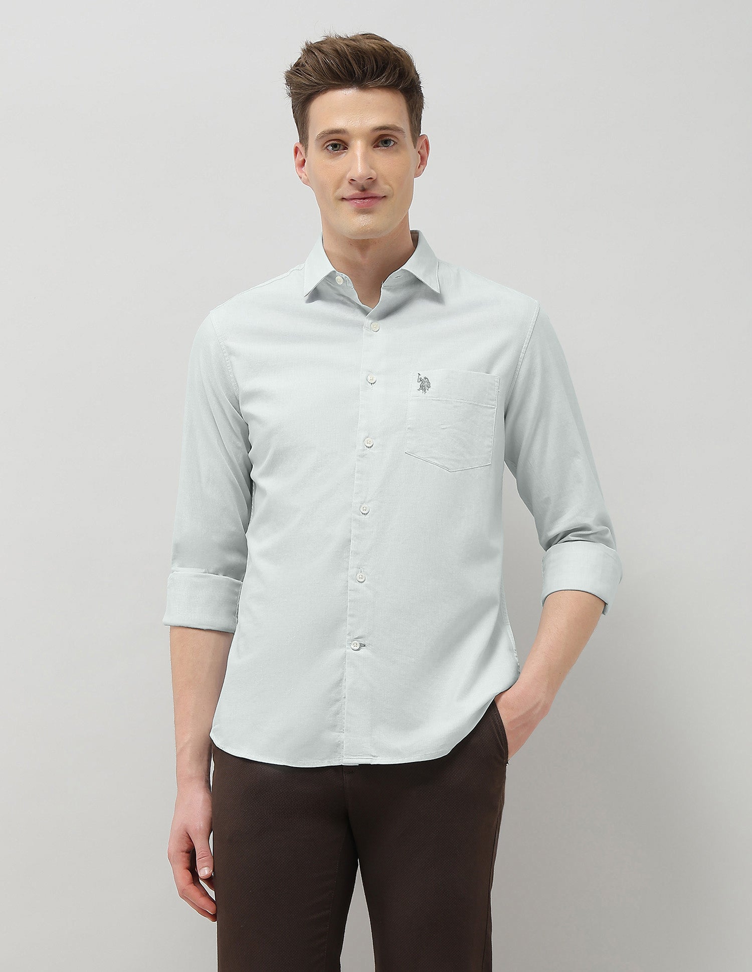 Casa De Campo Regular Fit Shirt Light Green - U.S. Polo Assn. India | Large