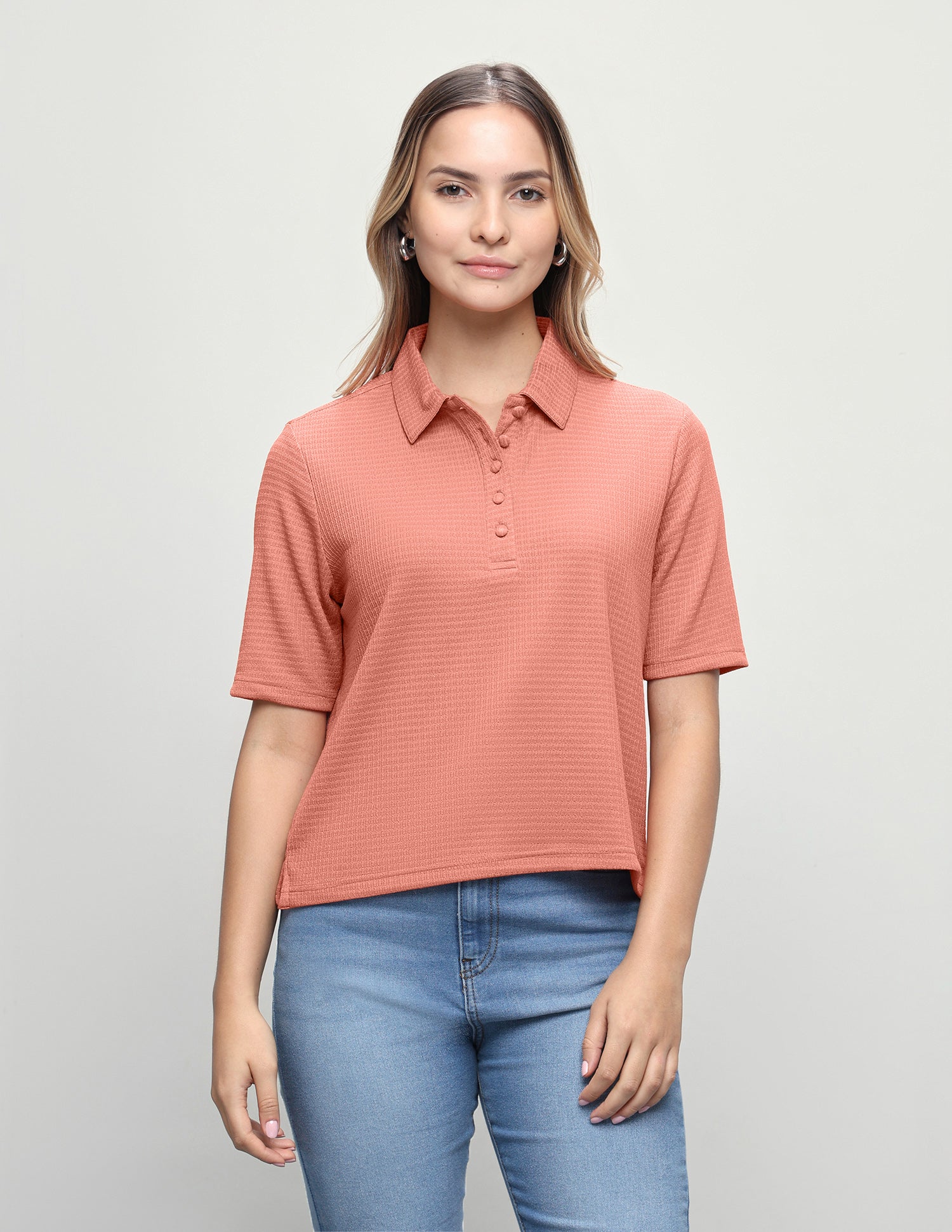 Textured Relaxed Fit Polo Shirt Peach - U.S. Polo Assn. India | Large