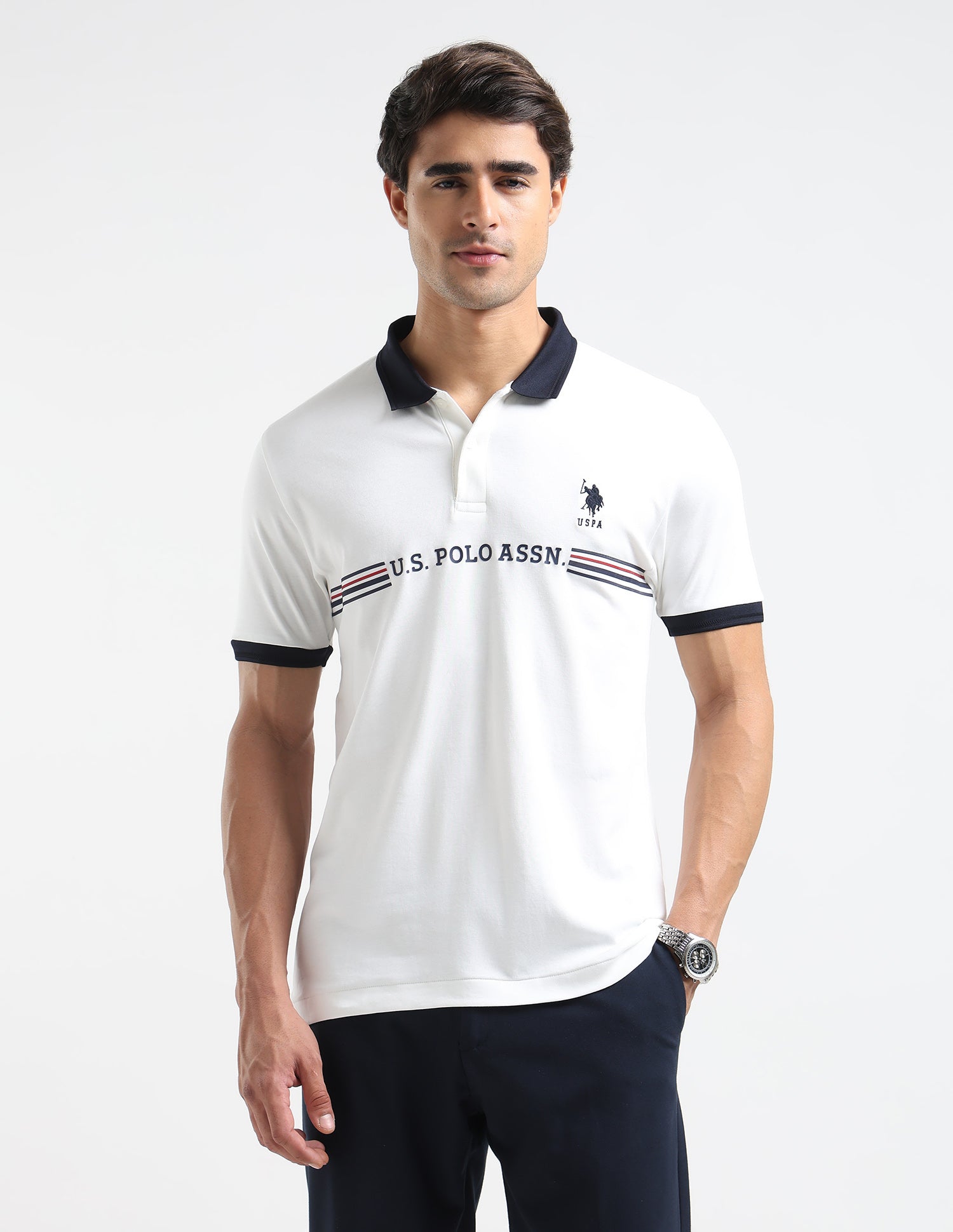 Brand Embossed Regular Fit Polo Shirt White - U.S. POLO ASSN. | Large