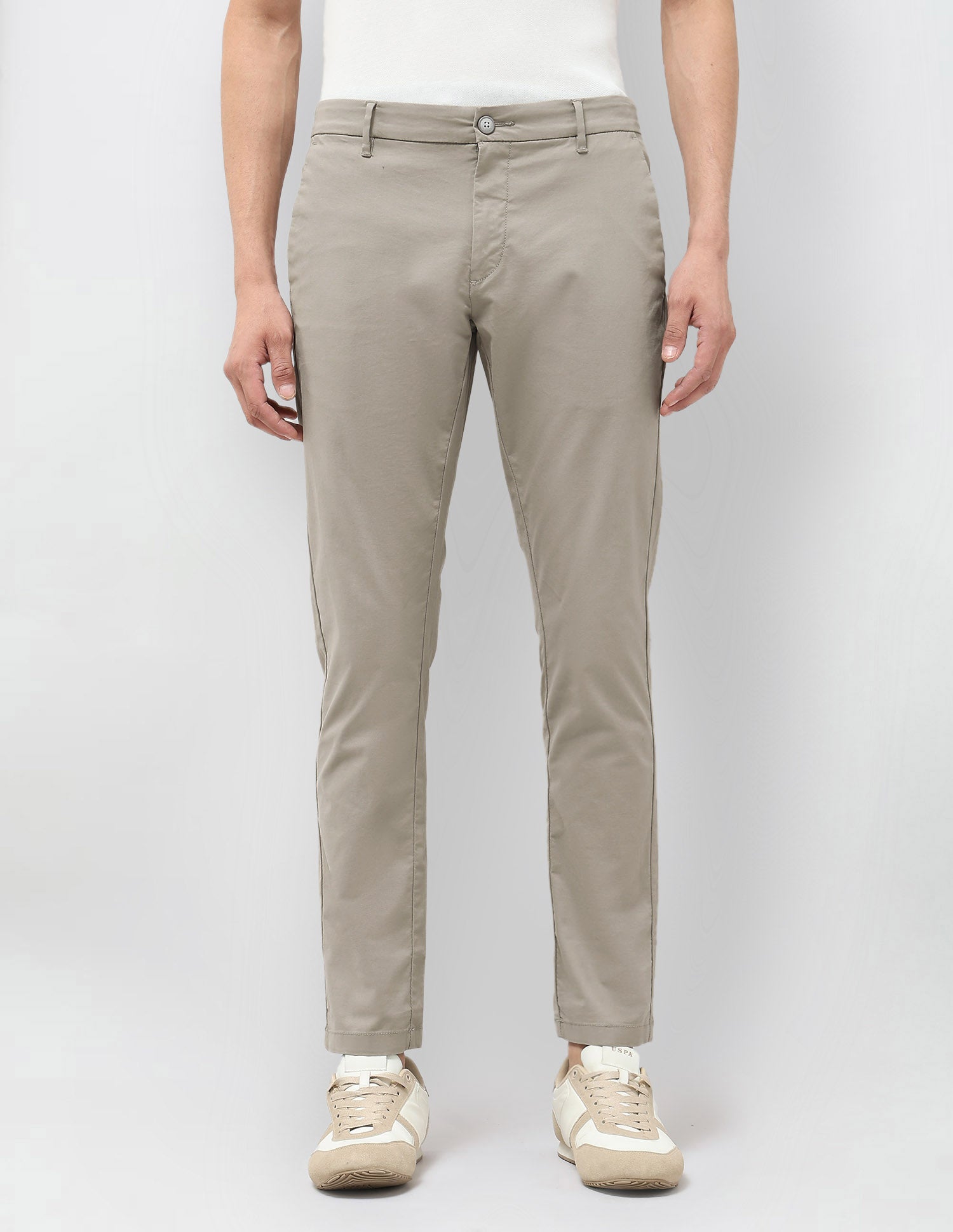 Slim Fit Mid Rise Trousers Grey - U.S. Polo Assn. India | Large
