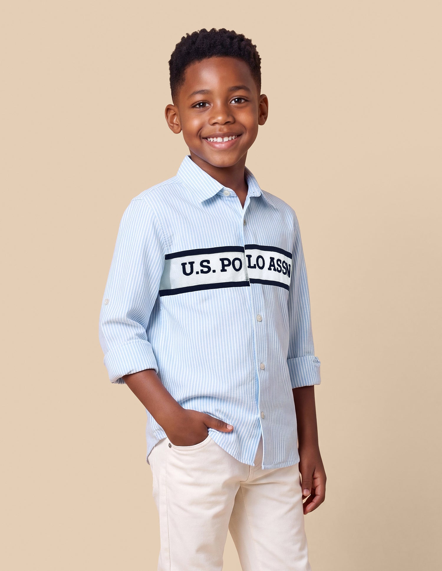 Vertical Striped Oxford Shirt Light Blue - U.S. Polo Assn. India | Large