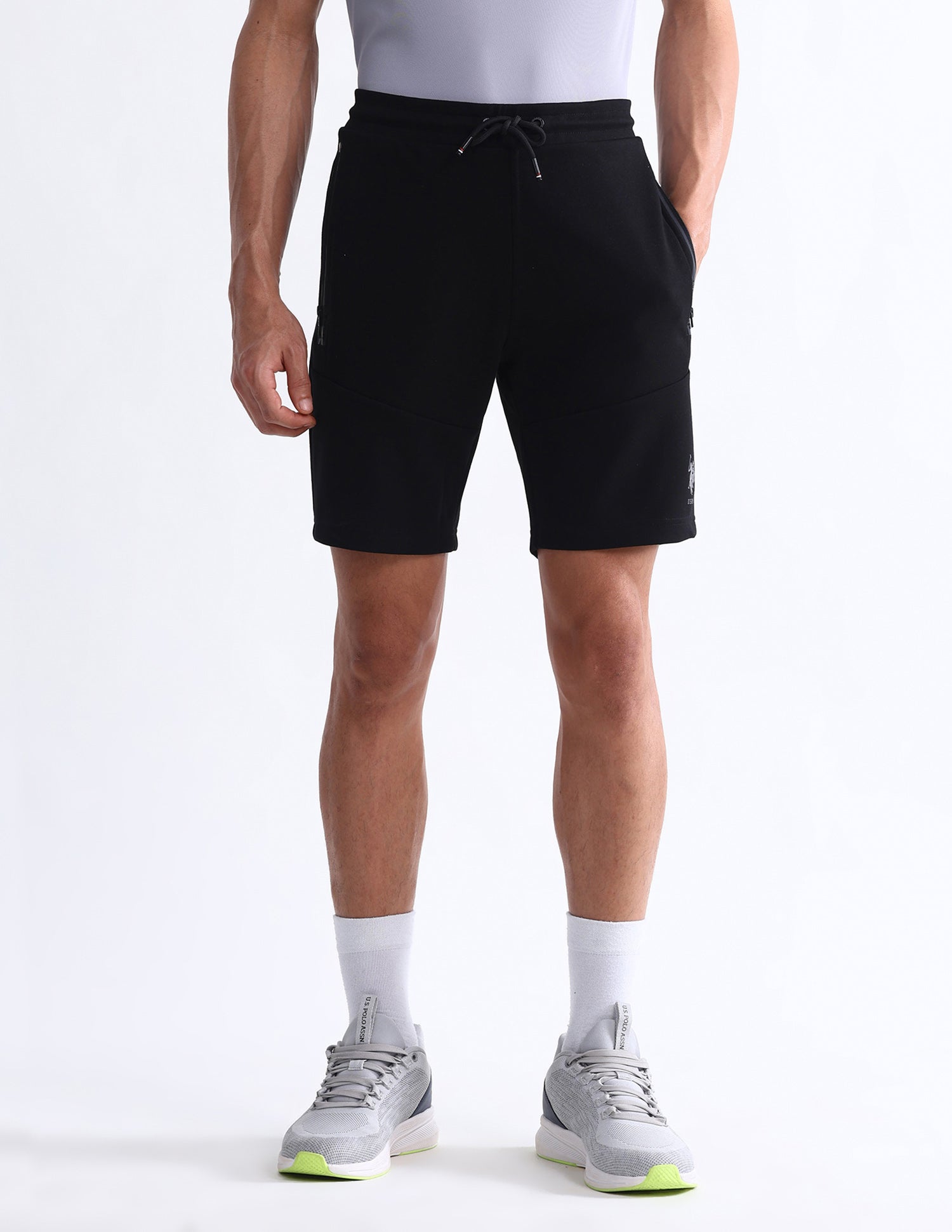 Slim Fit Solid Active Shorts Black - U.S. Polo Assn. India | Large